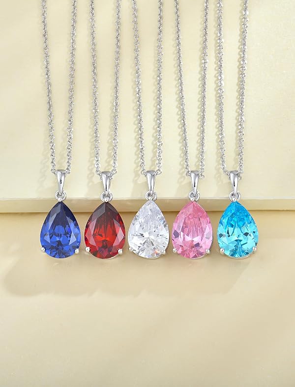 YL Teardrop Necklace for Women Brass Solitaire Pendant 10X14 MM Pear Cut Created Opal Jewelry Mother Gift by YL - Used condition - Image 4