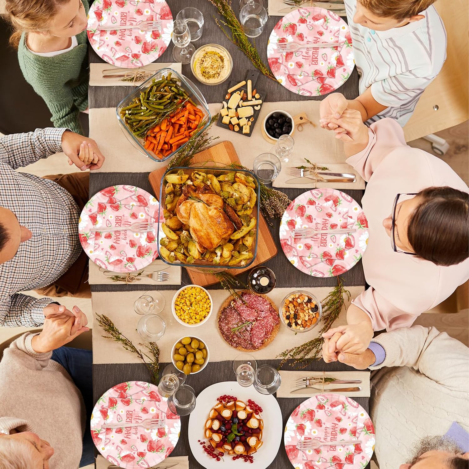 96Pcs Strawberry Birthday Party Plates Napkins-Sweet Baby Shower Pink Fruit Strawberry Theme Forks Supplies Tableware Set Disposable Decoration for Girls Berry Baby Decorations Favors Serves 24 - Image 7