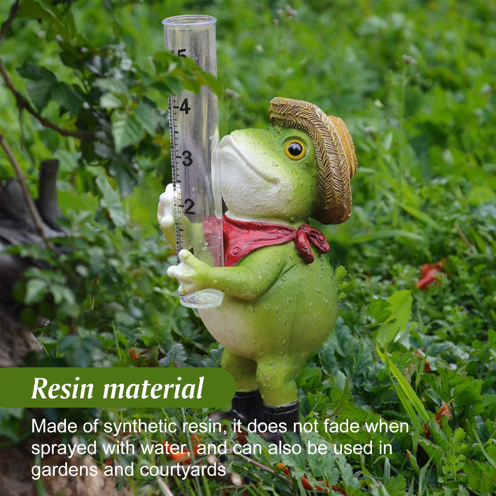 Pluviomètre de jardin grenouille – Pluviomètre de jardin avec verre doseur en verre, verre doseur de pluie, compteur d'eau de jardin, compteur d'eau de jardin, cadeau pour les amateurs de