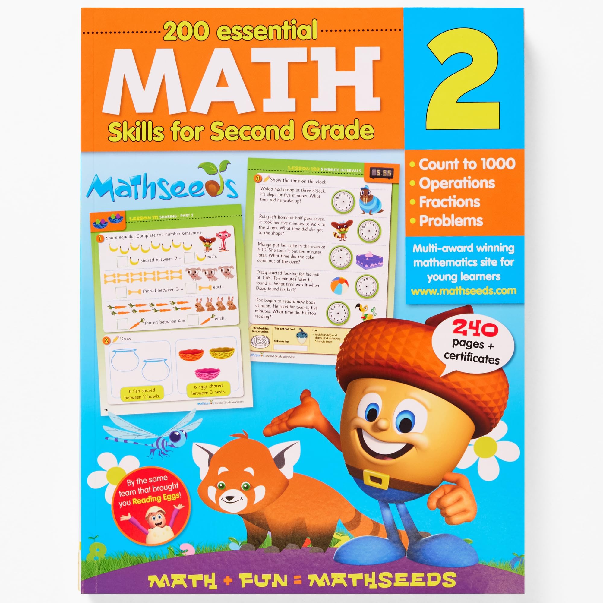 Grade 2 Math Workbook Ages 6–8: 200 Essential Math Lessons – Counting to 1,000, Operations, Fractions, Problem Solving, Worksheets + Yearly Planner, 260 Full-Color Pages | Mathseeds