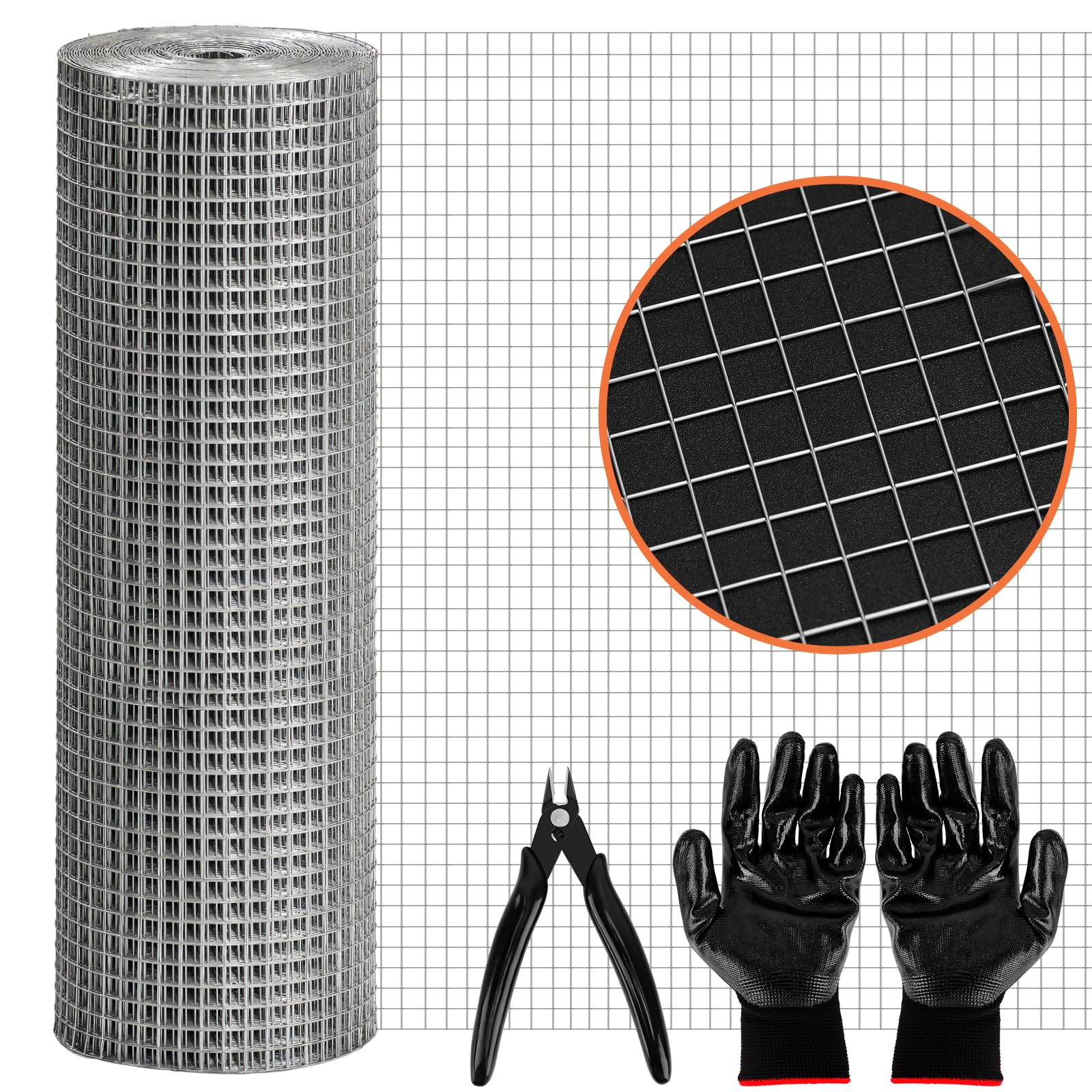 SelfTek Grillage Anti-Rongeurs - Rouleau de Grillage en Acier Inoxydable Soudé avec Gants et Pince, Treillis Métallique Antirouille de Prévention pour Souris, Maison, Jardin, 4 M X 300 MM