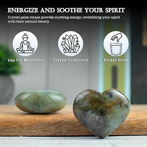 Miniatura 4 de ZAICUS Piedra de corazón pulida amatista de 1.969 in, piedras de amor de corazón de bolsillo curativo de palma de cristal para colección de ropa,