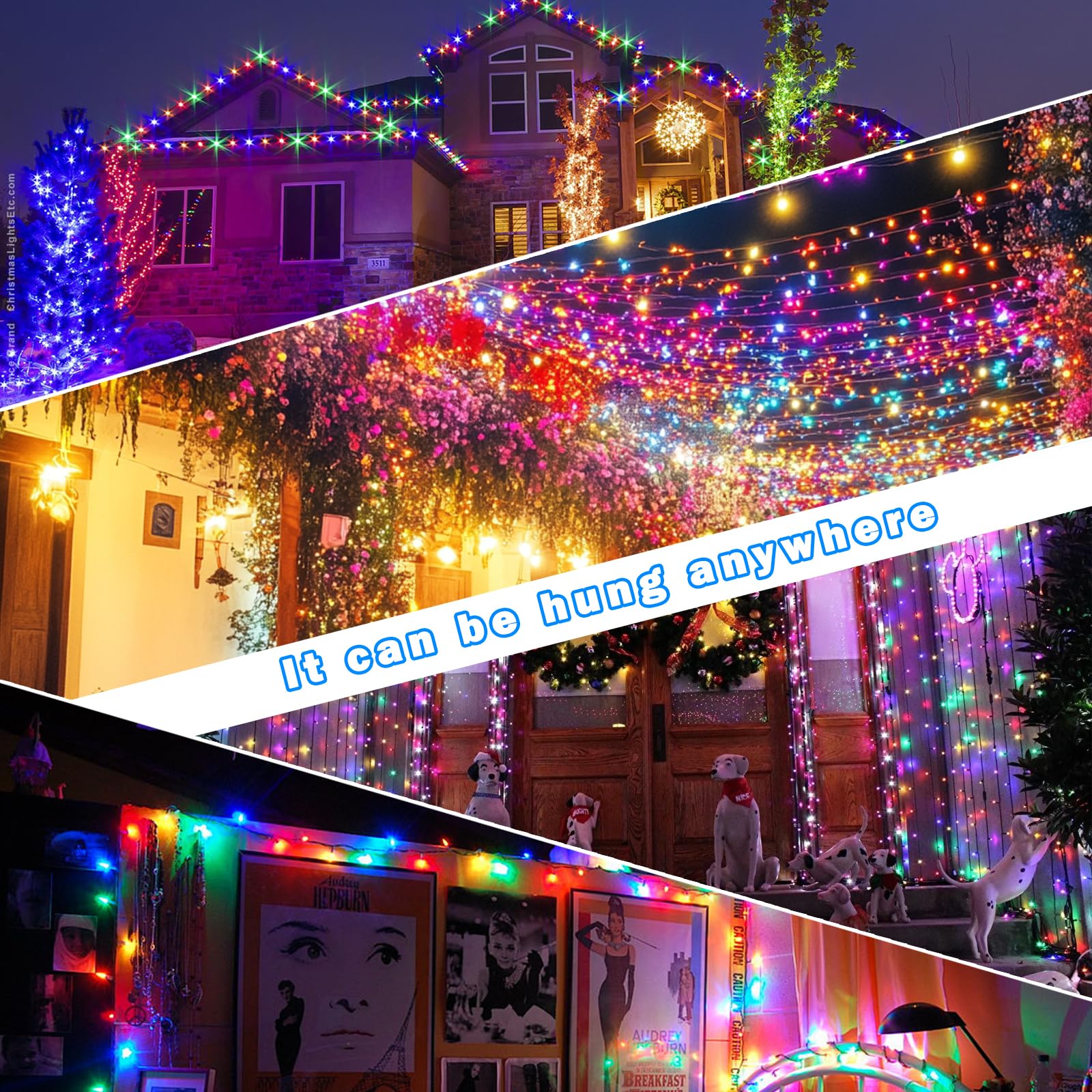 SOLARBABY Luci Natale Esterno Solare,66m 640 LED Catena Luminosa Esterno Solare Impermeabile con Telecomando,19 Modalità Luci Esterno Energia Solare Decorative per Giardino Patio Albero,Colorate