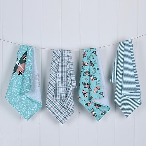 Miniatura 8 de Folkulture Juego de 4 toallas de cocina con lazo para colgar, 100% algodón reciclado para secar platos, paños de cocina de 28 x 20 pulgadas o