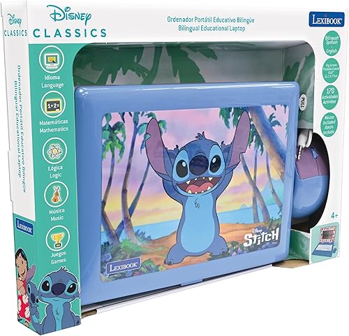 Miniatura 7 de Lexibook, Disney Stitch, portátil bilingüe y educativo españolinglés, juguete para niños, 170 actividades para aprender, jugar juegos y música,