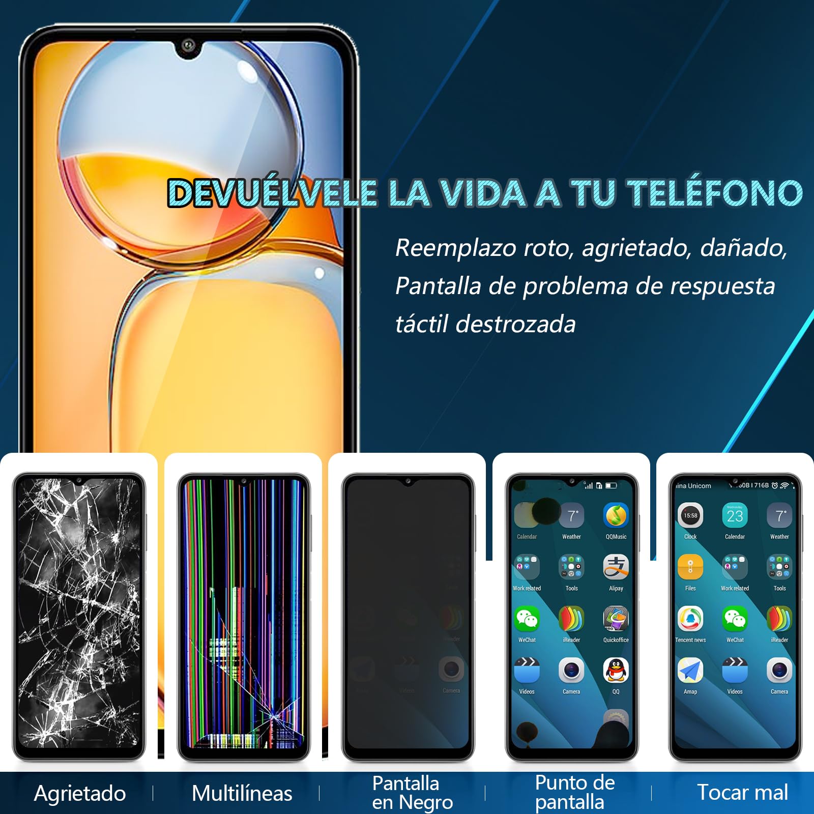 RongZy para Xiaomi Redmi 13C 23100RN82L LCD+Pantalla Táctil Digitalizador Asamblea Reemplazo +Reparación Herramientas(Negro)