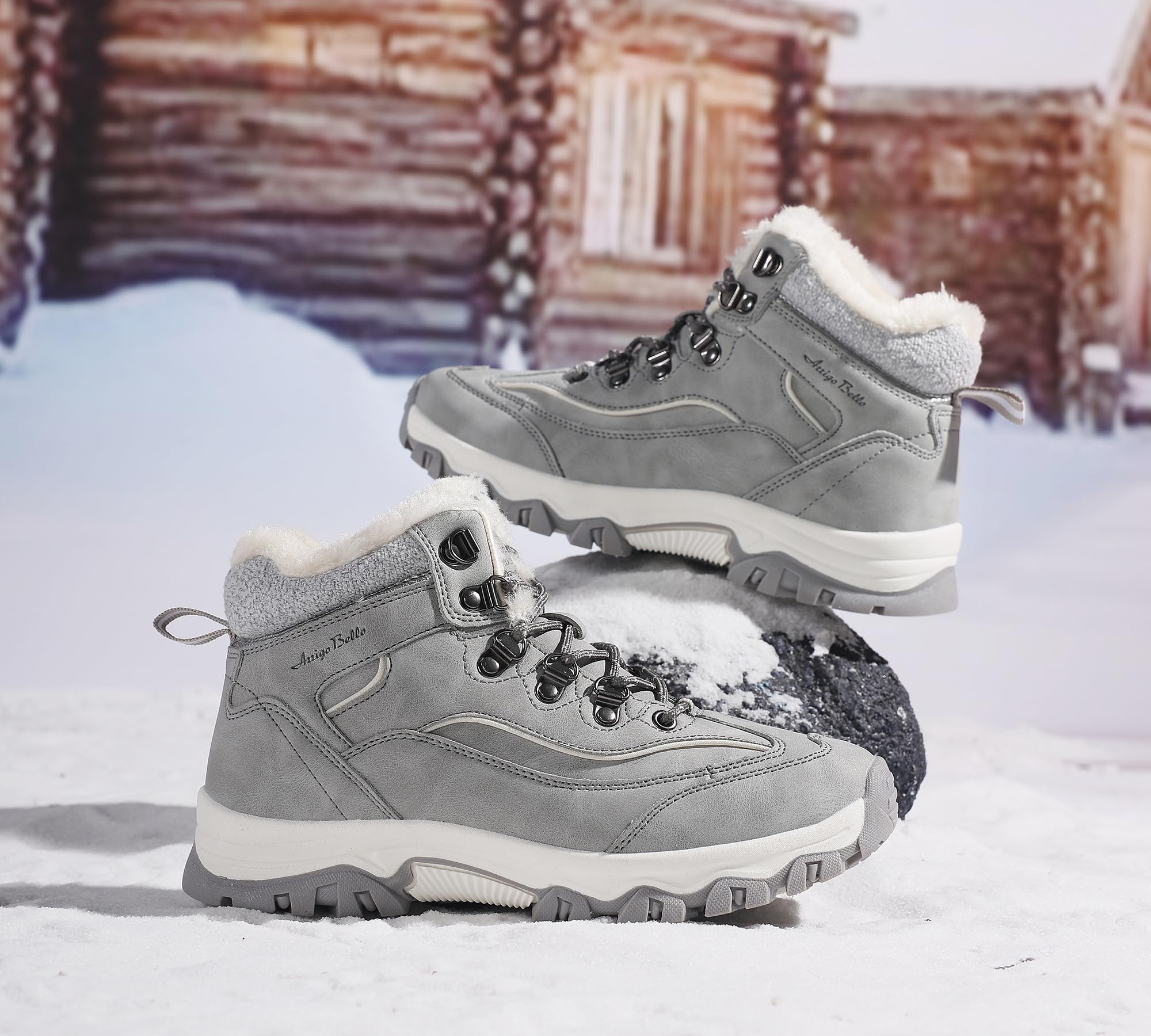 ARRIGO BELLO Donna Stivali da Neve Invernali Scarpe Allineato Pelliccia Caloroso Caviglia Piatto Stivaletti Sportive Boots Escursionismo 36-41