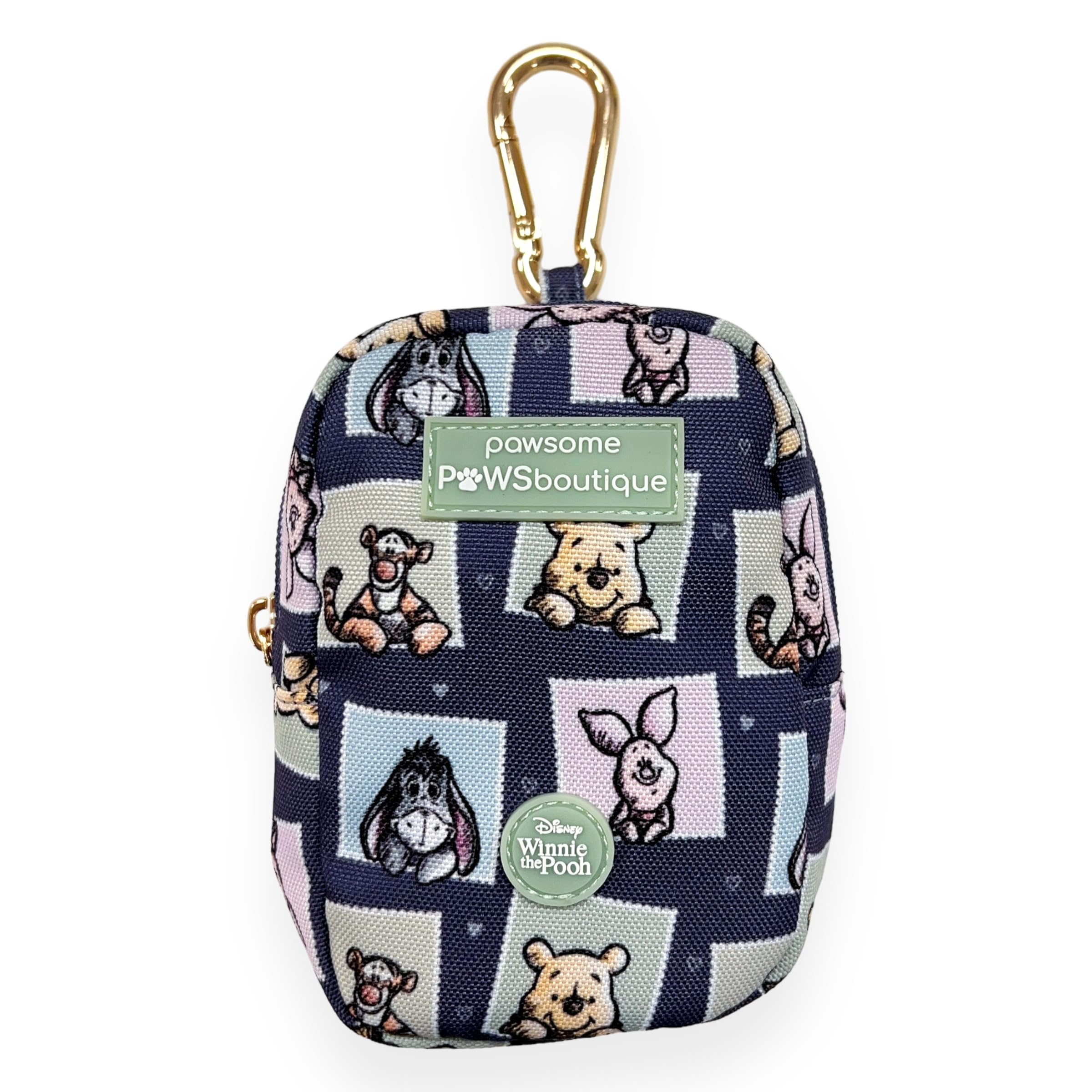Pawsome Paws Boutique Winnie + Friends Treat + Go Bag, Disney Design Clip-On Pouch for Portable Training Treats on Walks