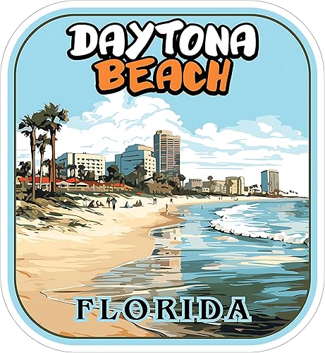 Miniatura 1 de Daytona Beach Florida - Adhesivo de recuerdo de viaje costero de 4 pulgadas, calcomanía de vinilo impermeable para laptop, botella de agua, vaso de