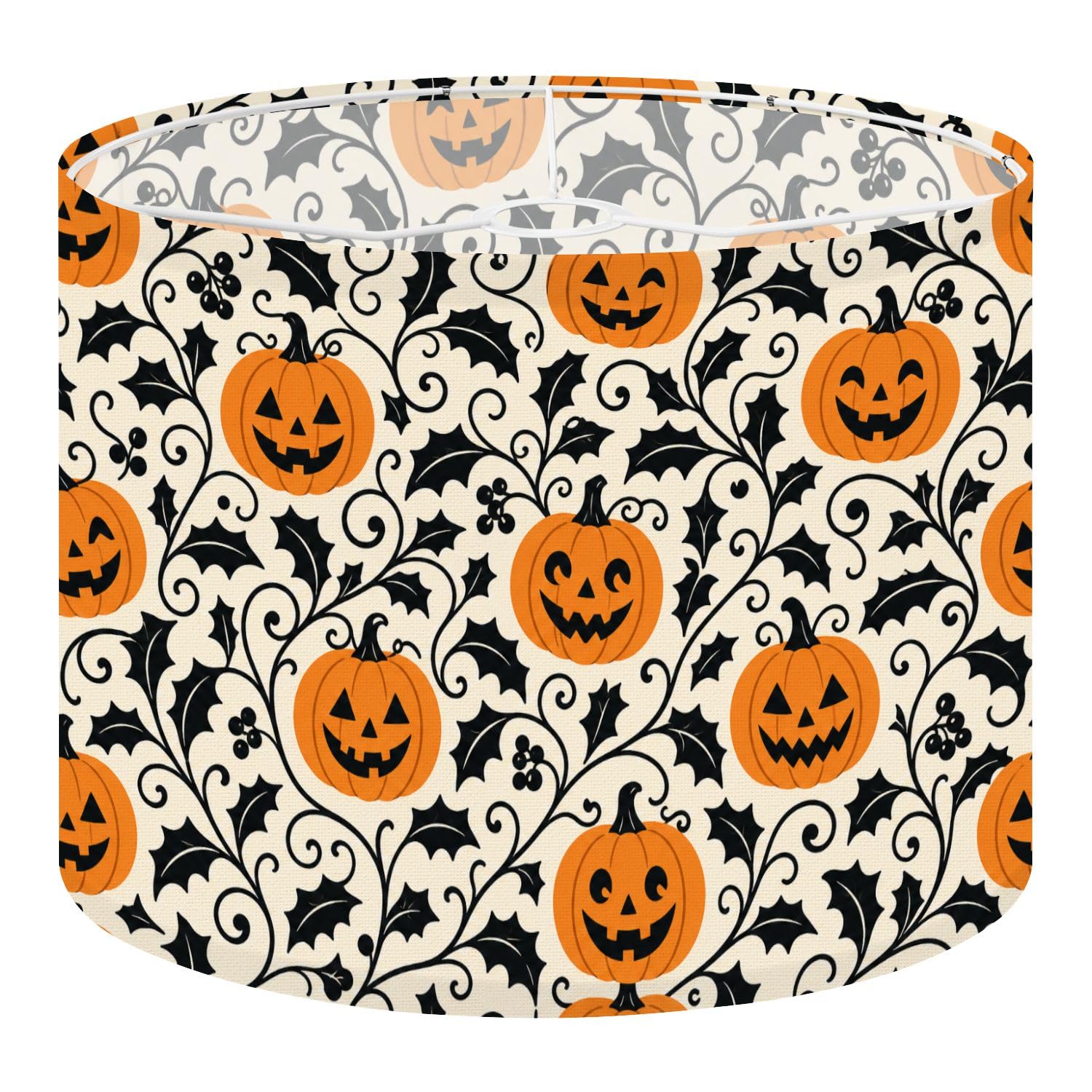 Deruinvaio Multi3 2Pcs 13In Lampshade Lamp Shade Halloween Pumpkins Black Leaves Cream For Ceiling Light, Table Lamp Floor Lamp Easy Assembly Replacement Light Shade