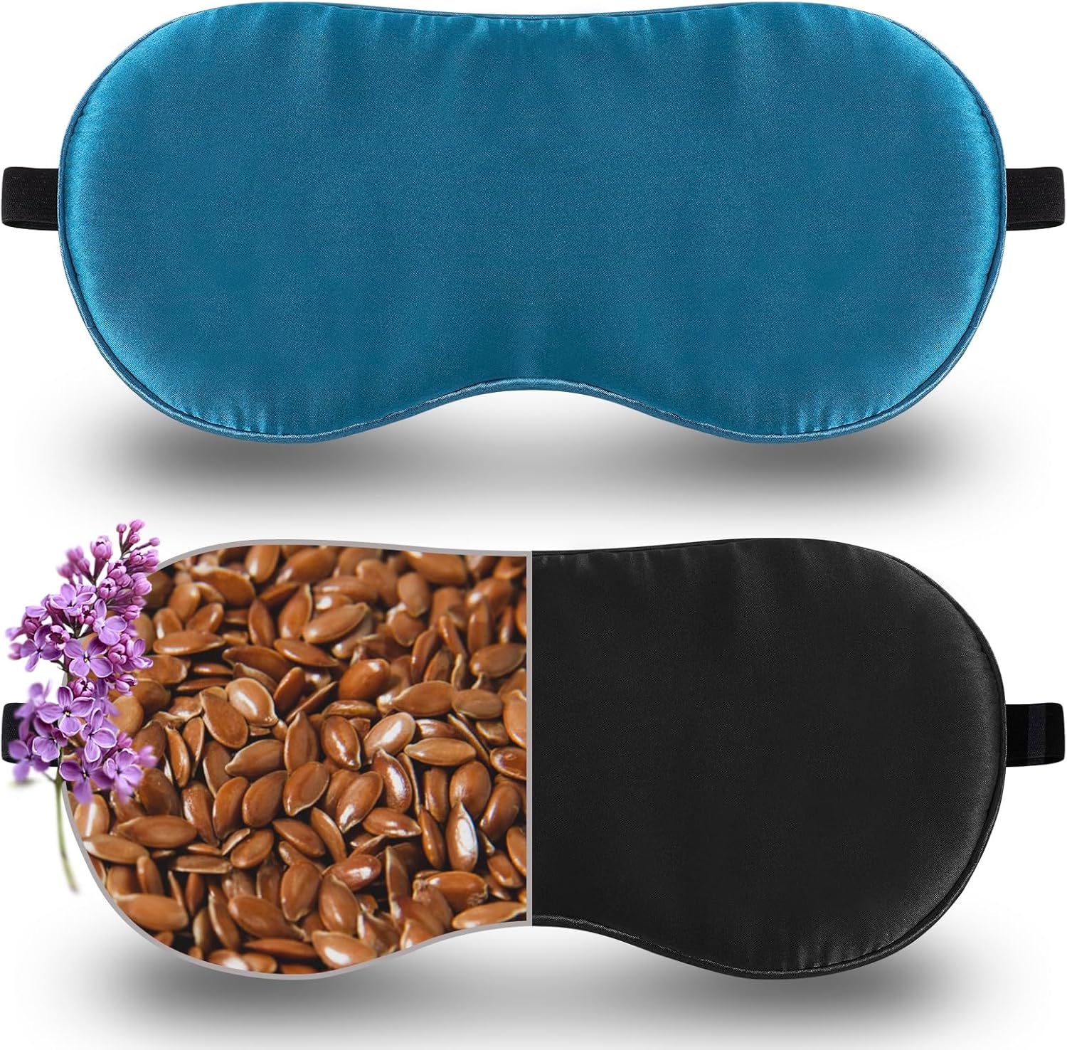 BeeVines Moist Heat Warm Eyes Compress, Silk Weighted Eye Mask for Dry Eyes 2 Pack