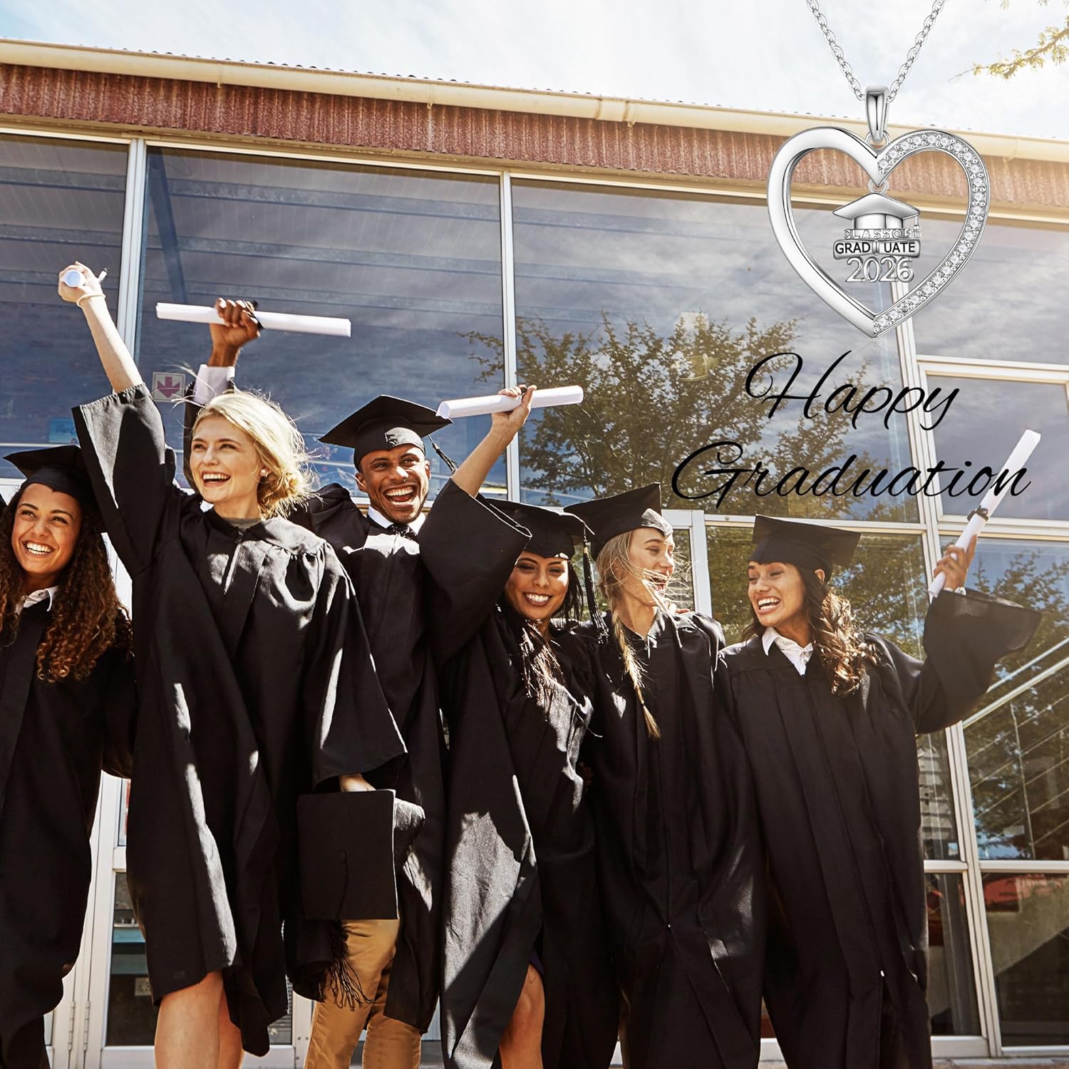 Yesteel S925 Sterling Silver 2026 Graduation Necklace Graduation Gifts for Women Her, Class of 2026 Graduation Heart Necklace High School College Graduation Gifts for Women Her Friends