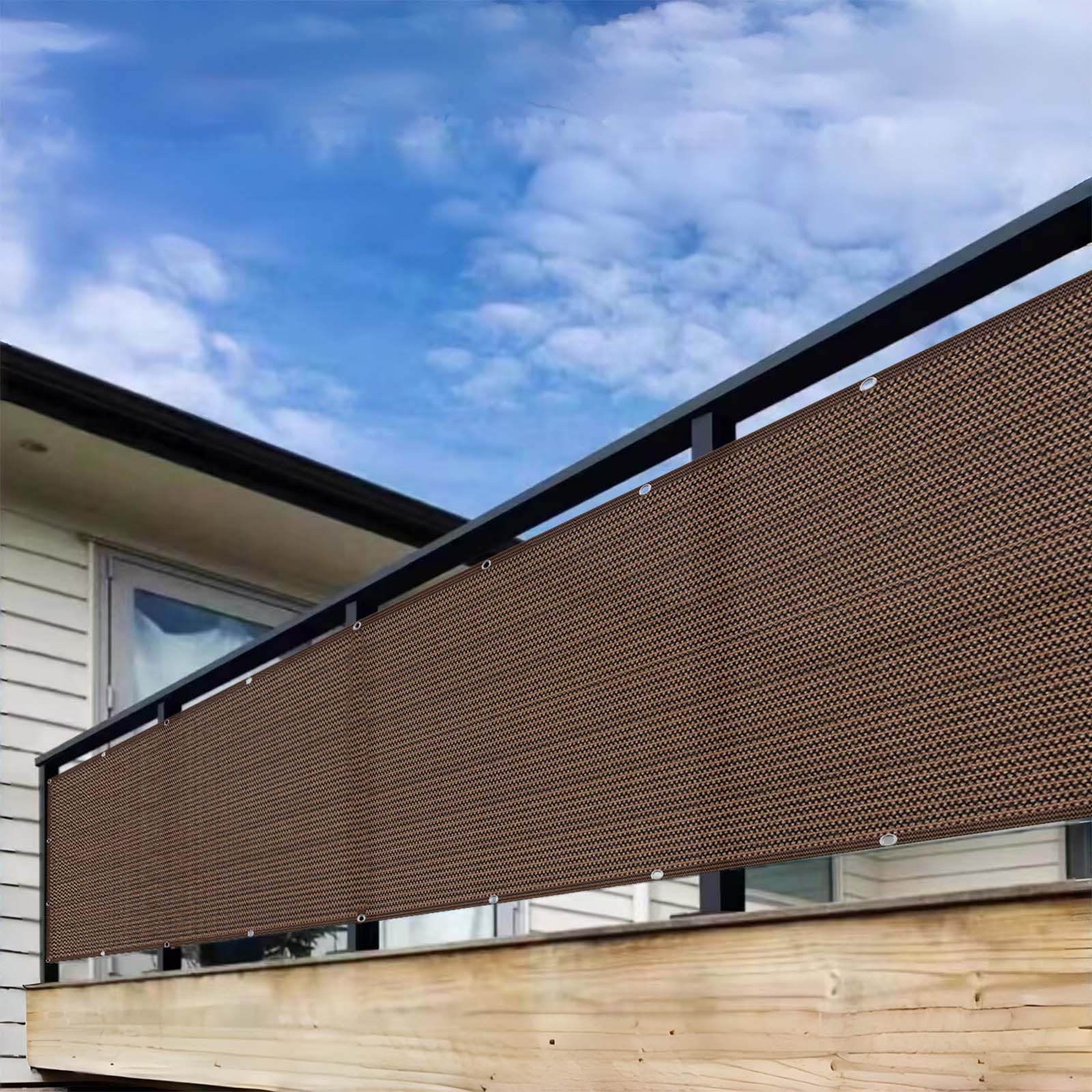 Frangivisto Balcone 100 x 450 cm HDPE Antistrappo Protezione Traspirabilità Protezione UV 95% Privacy, Privacy Balcone con Fascette Occhielli pour Terrasse, Marrone
