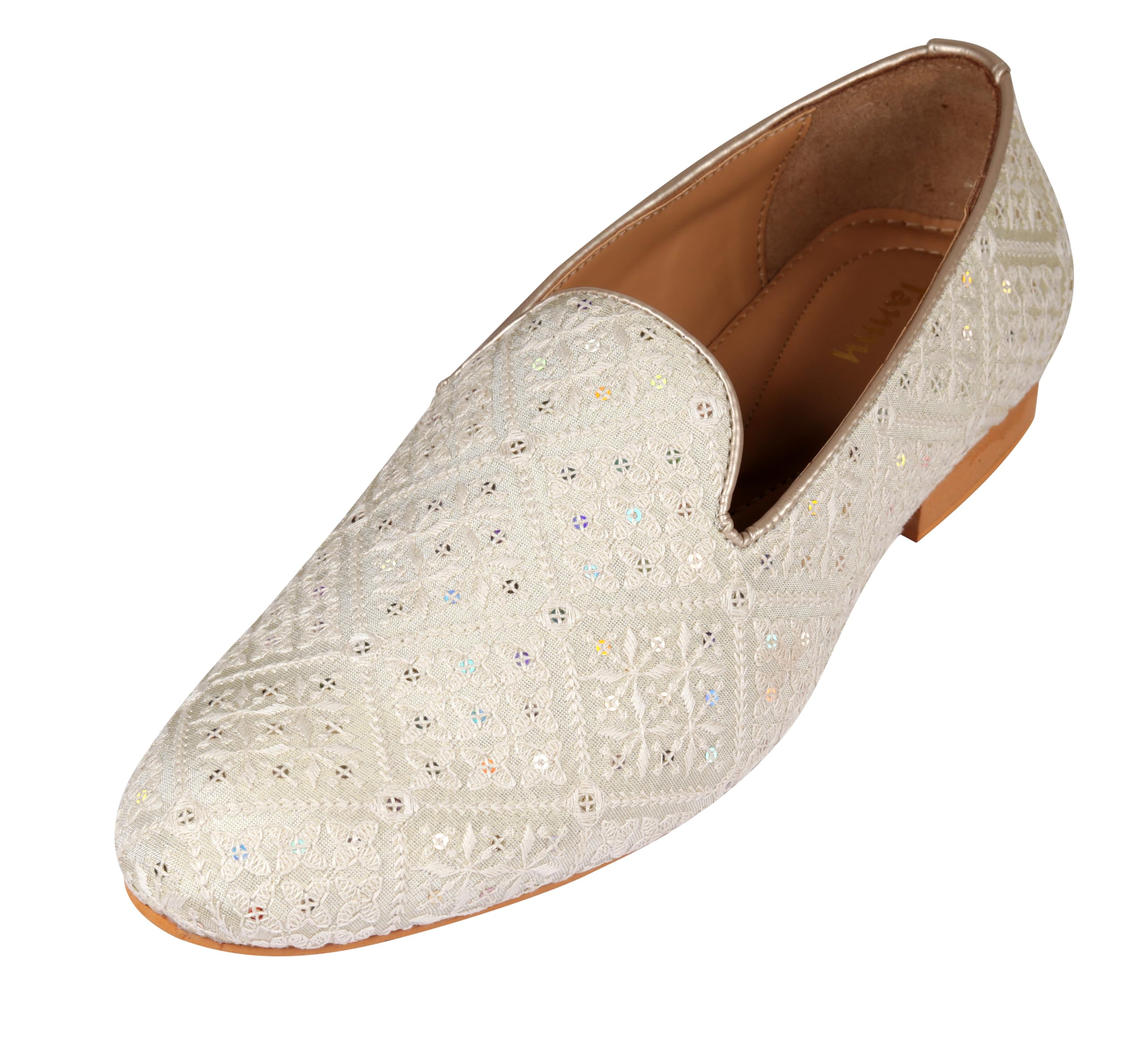 Men's Embellished Off White Slip-On Juttis for Bridal Party Casual Jutti For Bridal Party Casual Ethnic Shoe, Juti, Juti for men, Ethnic juti, Juttis and Mojaris, Cocktail, Wedding|Party|Occasions|Fashion|Outdoor|Indoor|Lightweight|Shoes with TPR Sole-image-42