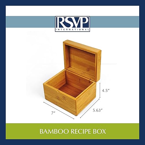 Miniatura 6 de RSVP International Colección Bambú, decoración de encimera para cocina y mesa, caja de recetas, 7 x 5.6 x 4.5 pulgadas