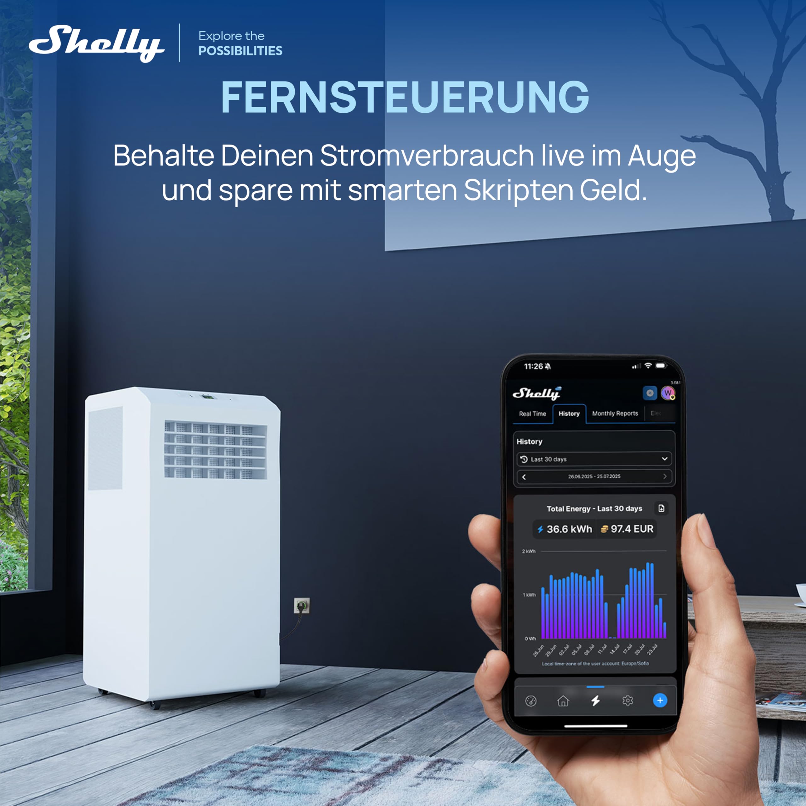 Shelly Plug PM Gen3 Weiß - WLAN Smarte Steckdose, Energiezähler, Keine Schaltfunktion, Leistungsmessung, 16A, 3680W, Zeitschaltuhr, Stecker, Smart Home, Alexa & Google, Kein Hub Erforderlich