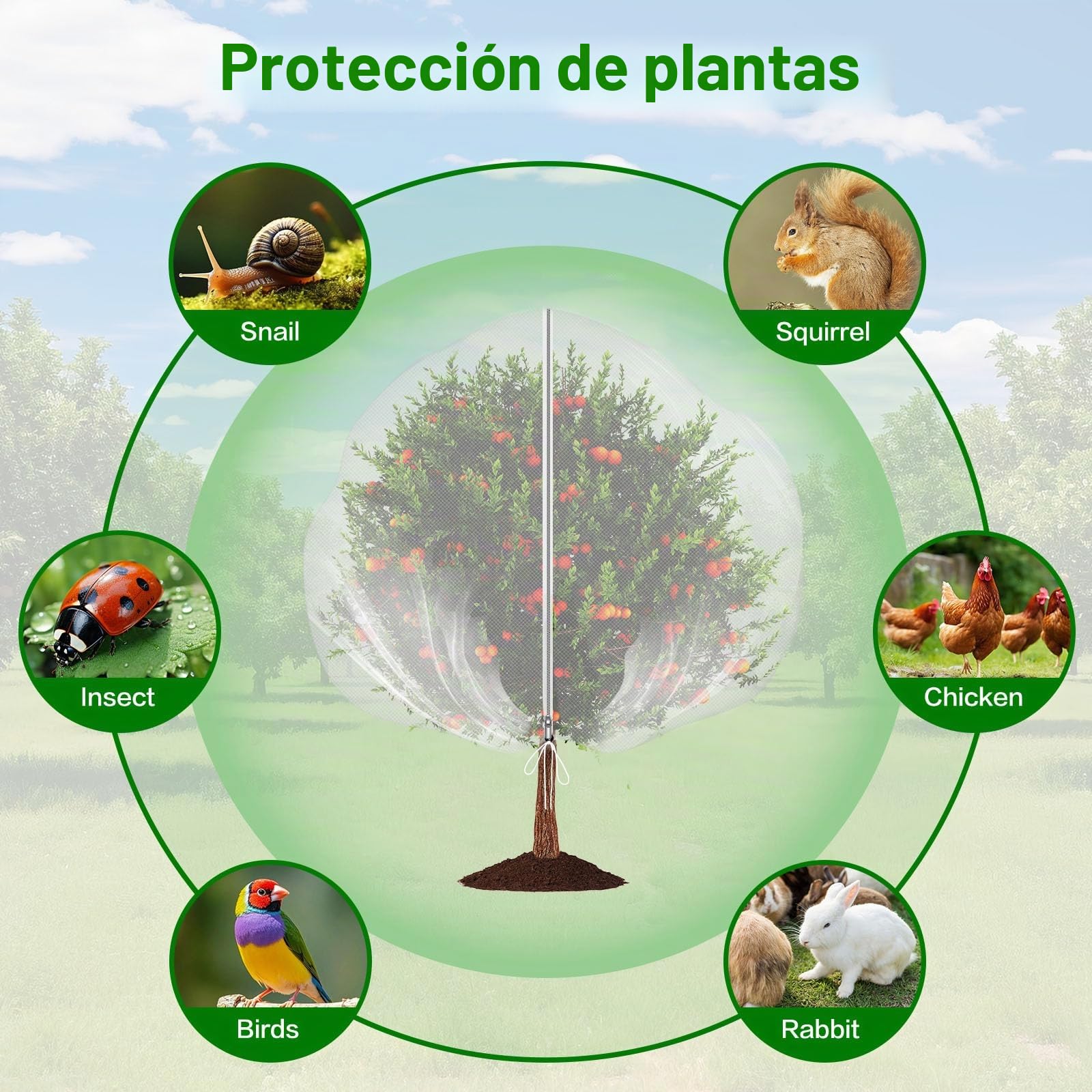 Bolsas de Red de jardín Mallas para arboles frutales 2 Pieza Malla plastico Jardin con Cremallera y cordón Red para Plantas Vegetal (3m×4m, Blanco)