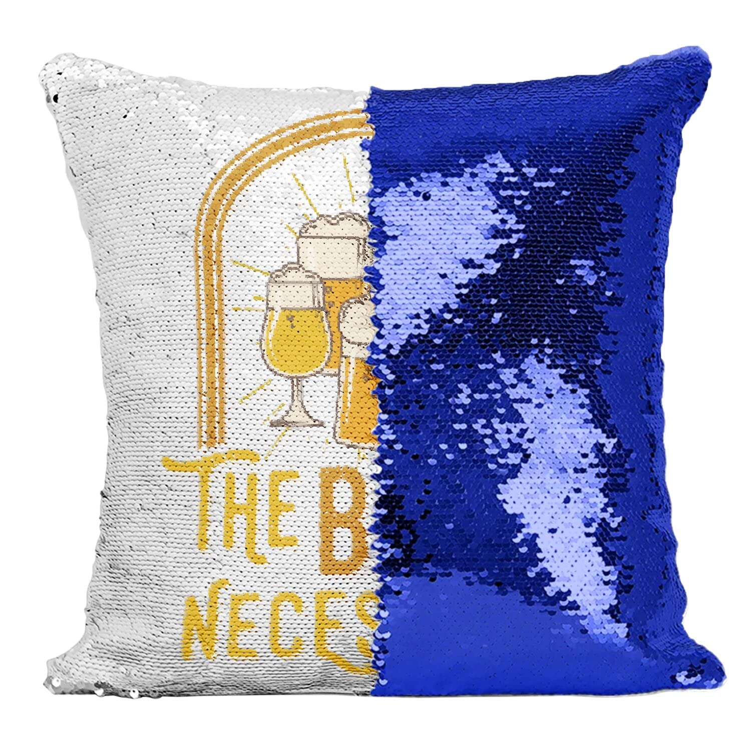 Coussin Paillettes Bleu The Beer Necessities : Idée Cadeau Amateur Bière