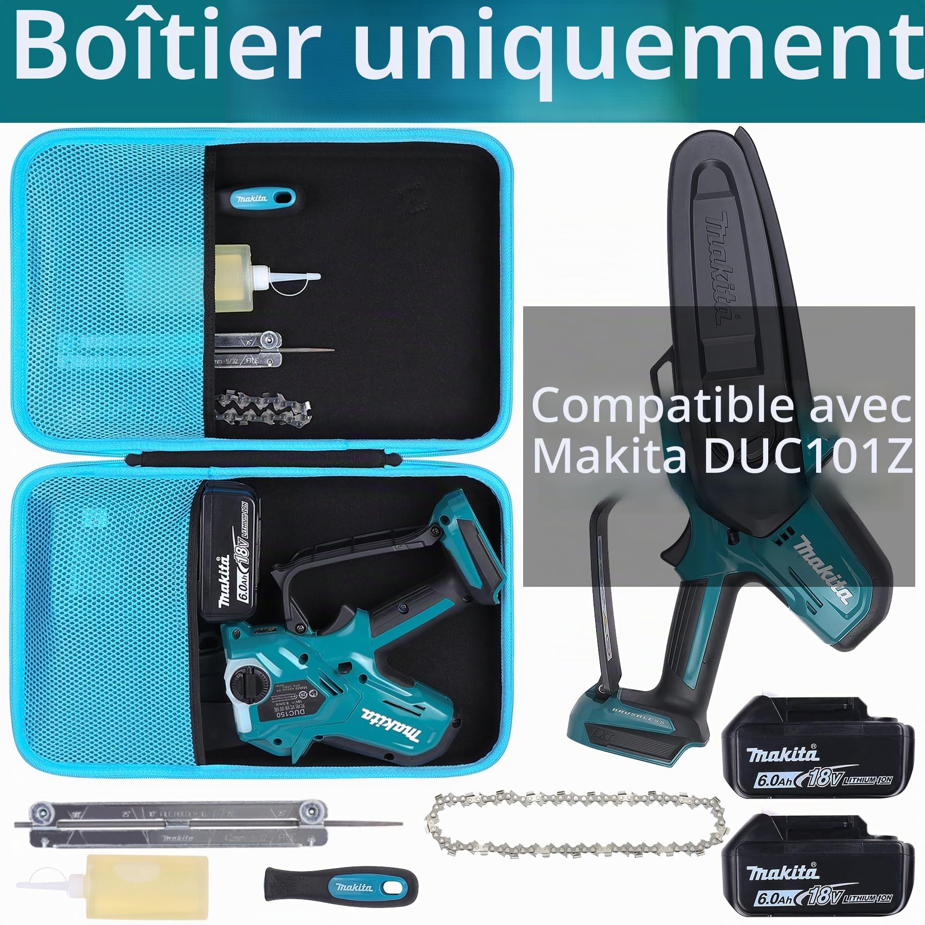 Khanka Étui Rigide pour Makita DUC101Z 18V Li-ION LXT Scie d'Élagage | Compatible avec Makita DUC101Z 18V Scie d'Élagage;Étui Rigide de Rangement,Étui uniquement
