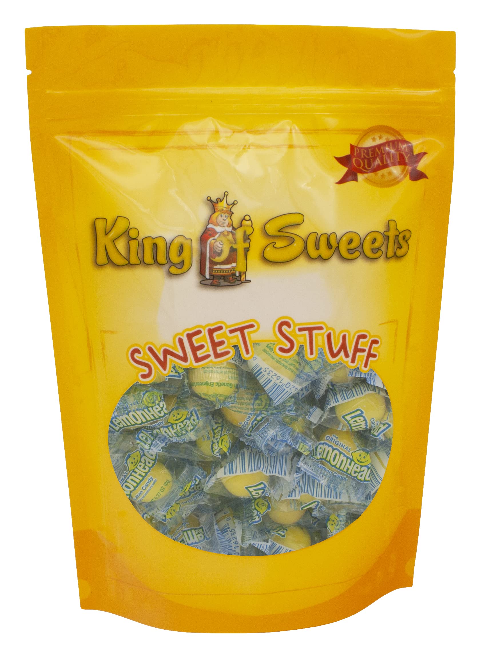 Lemonheads 1 Pound Bag Individually Wrapped Hard Lemon Candy Hard Sour Candy Vintage Candy in a Bulk King of Sweets Bag