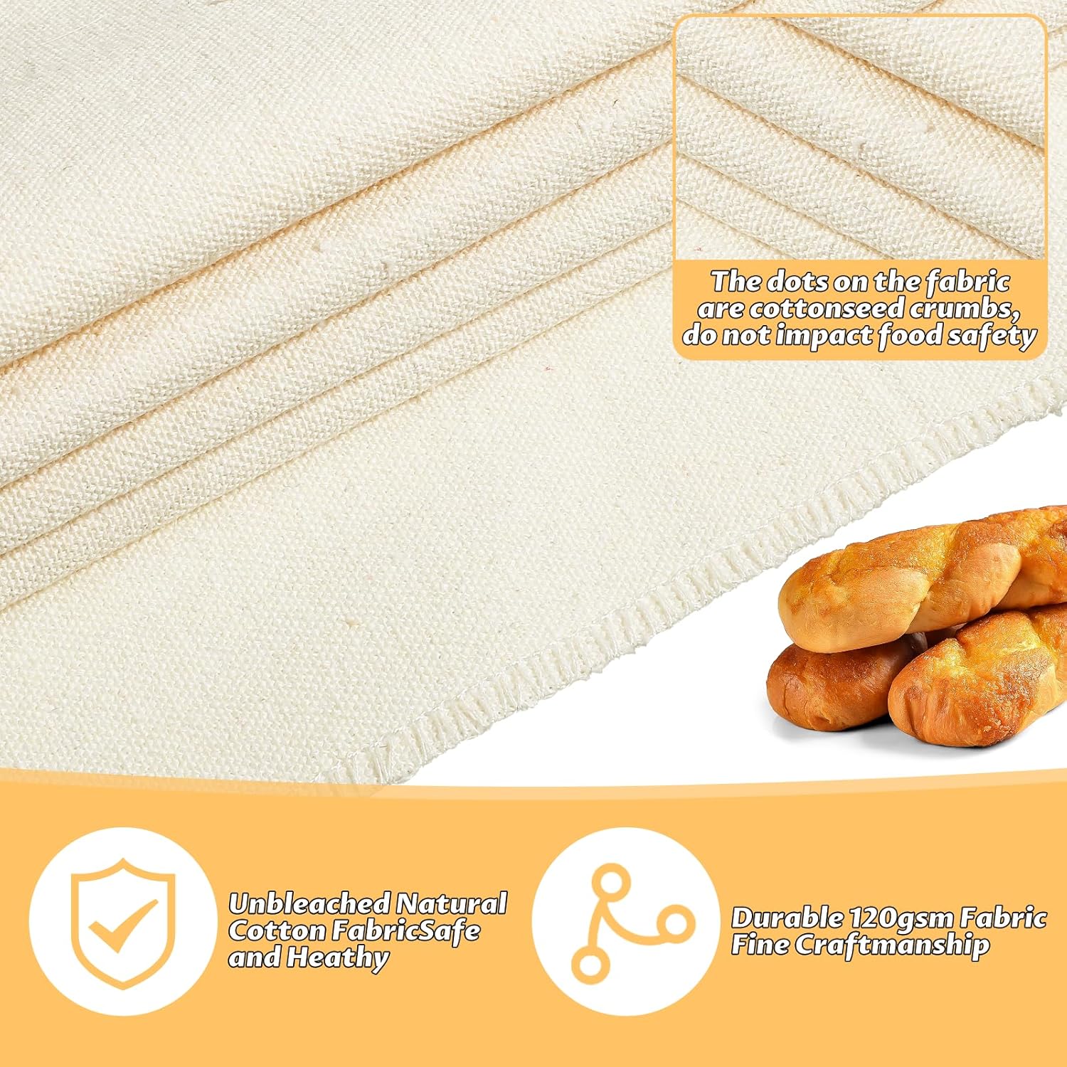 6PCS Tea Towels for Baking Sourdough 28" x 28" Proofing Cloth for Bread Baking Unbleached Flour Sack Towels Bread Proofing Cover Cloth for Dough Raising Baguettes Loaves Pastry Homemade Bread - Image 3