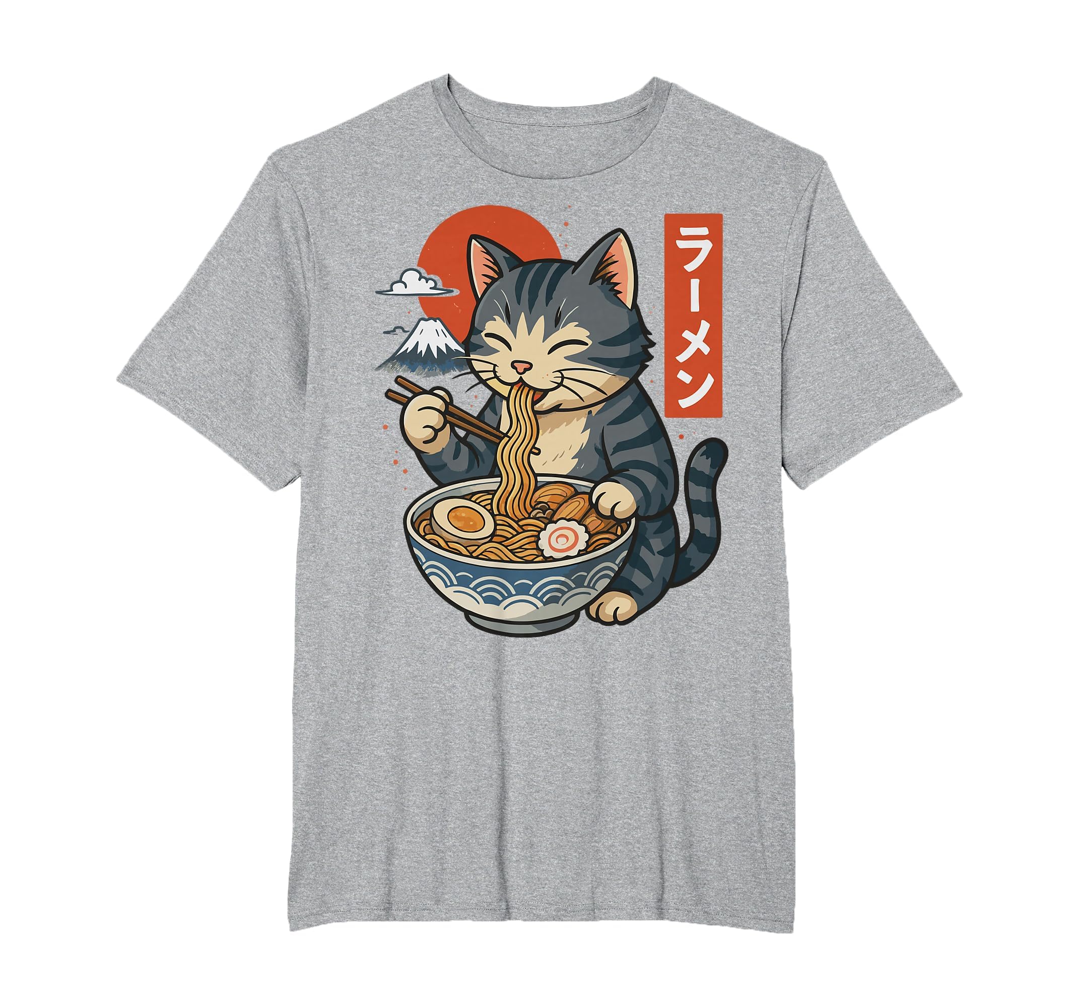 Anime Cat Eating Ramen Retro Kawaii Ramen Cat T-Shirt