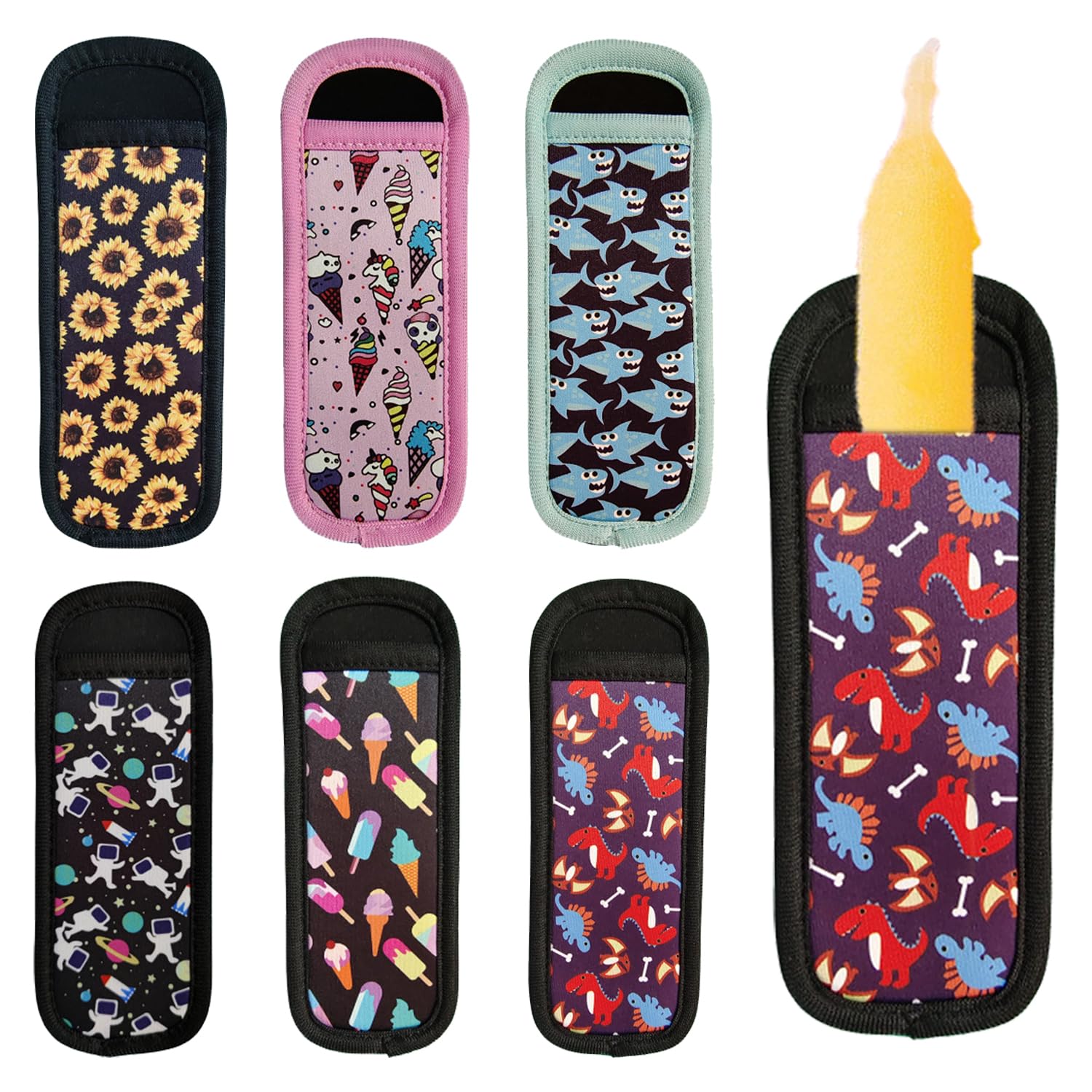 6-Pack Reusable Popsicle Holders - Colorful Neoprene Ice Stick Sleeves For Kids & Summer Parties