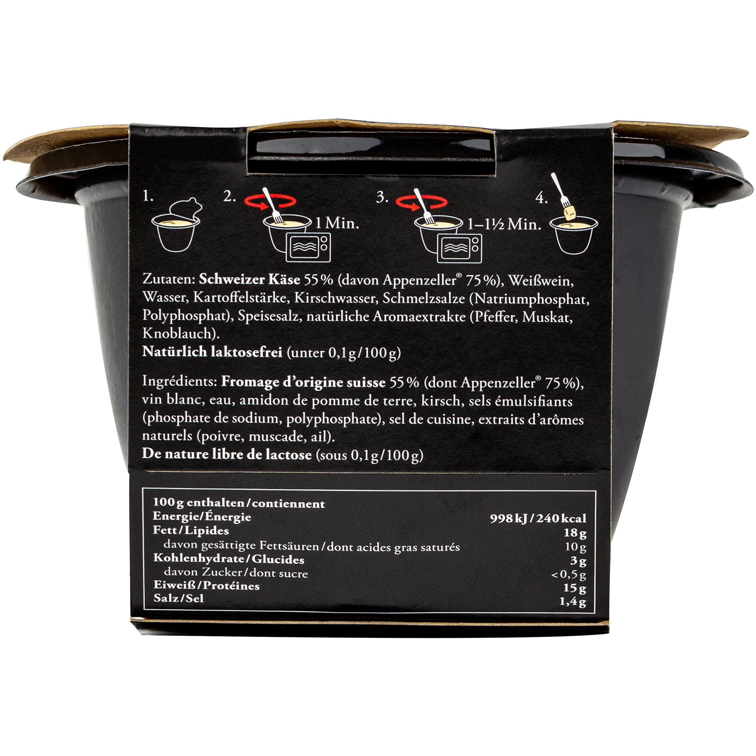 APPENZELLER KÄSE-FONDUE mini 6x 150g Fondue-Snack fertig-Fondue Fertiggericht für die Mikrowelle Fonduemischung aus schweizer Käse cremig fein-herb zart-schmelzend
