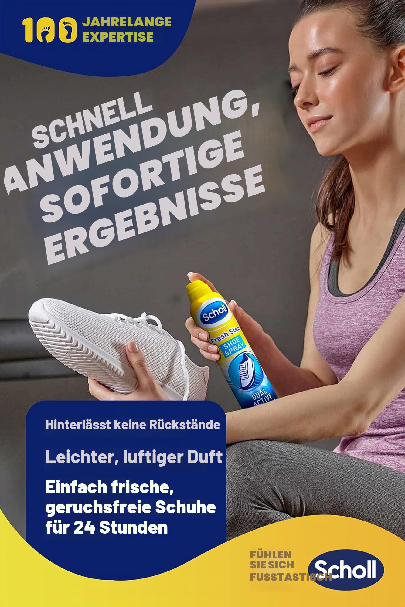 Scholl Fresh Step Schuhspray, 150 ml, geruchshemmendes Schuhspray, bis zu 24 Stunden Frische, 4 Stück