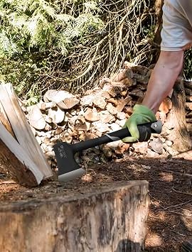 Camping Axe & Hatchets 2Pack Set - 14.4 Chopping Axe with Sheath, Forged Steel Construction & Ergonomic Shock-Absorbing Grip (Grey