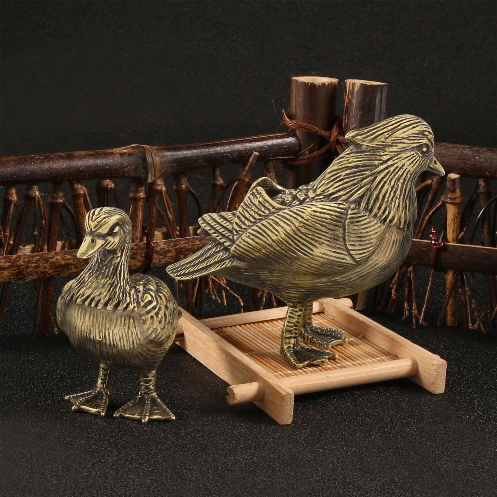 Giocose anatre mandarine sculture in metallo decorazione adatta per uso interno esterno Decorazione per amore vecchia coppia