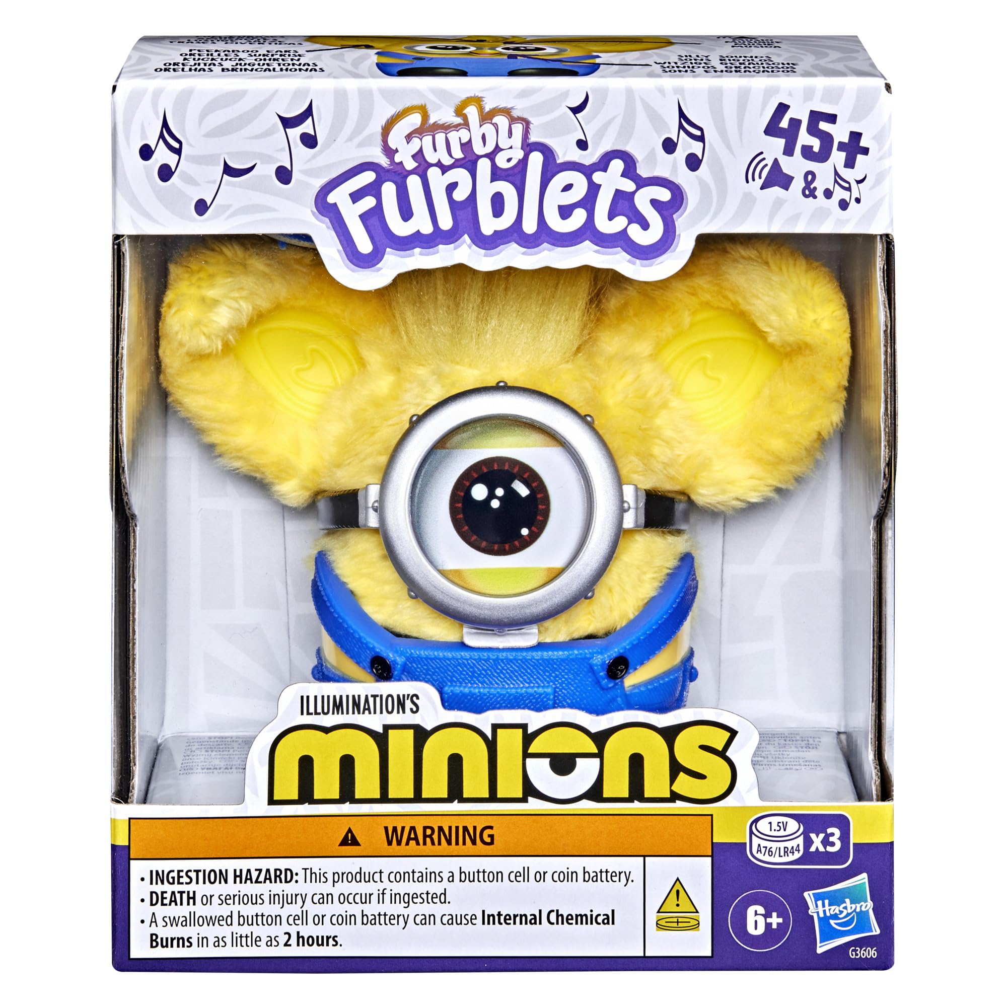 Furby Furblets Minions, miniaturowa pluszowa elektroniczna zabawka kolekcjonerska w skali 7,6 cm, na oficjalnej licencji, wiek: od 6 lat