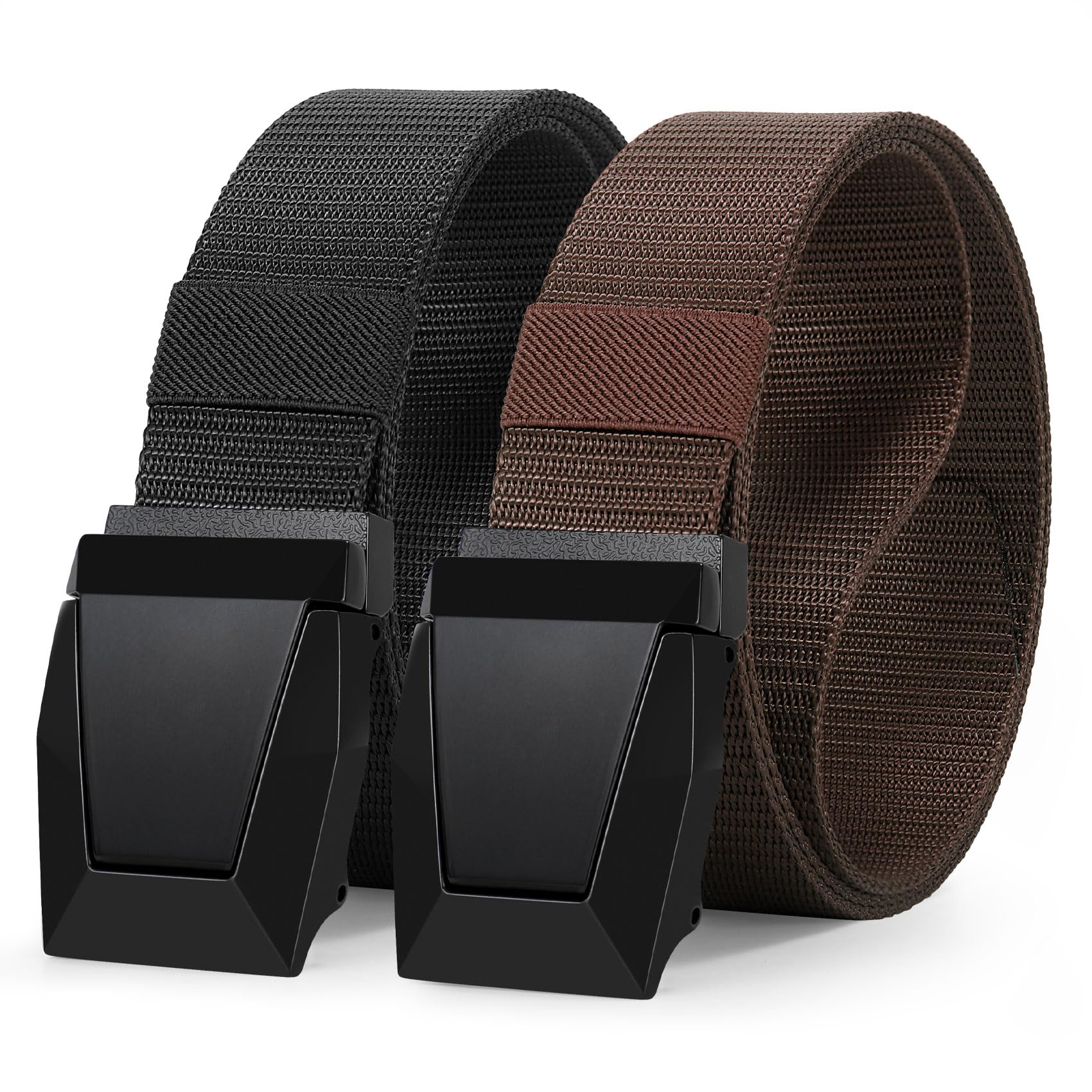 WERFORU 2 Pack Tactical Web Belt with Metal Buckles Quick Release - Work, Military, Hiking - Adjustable 39