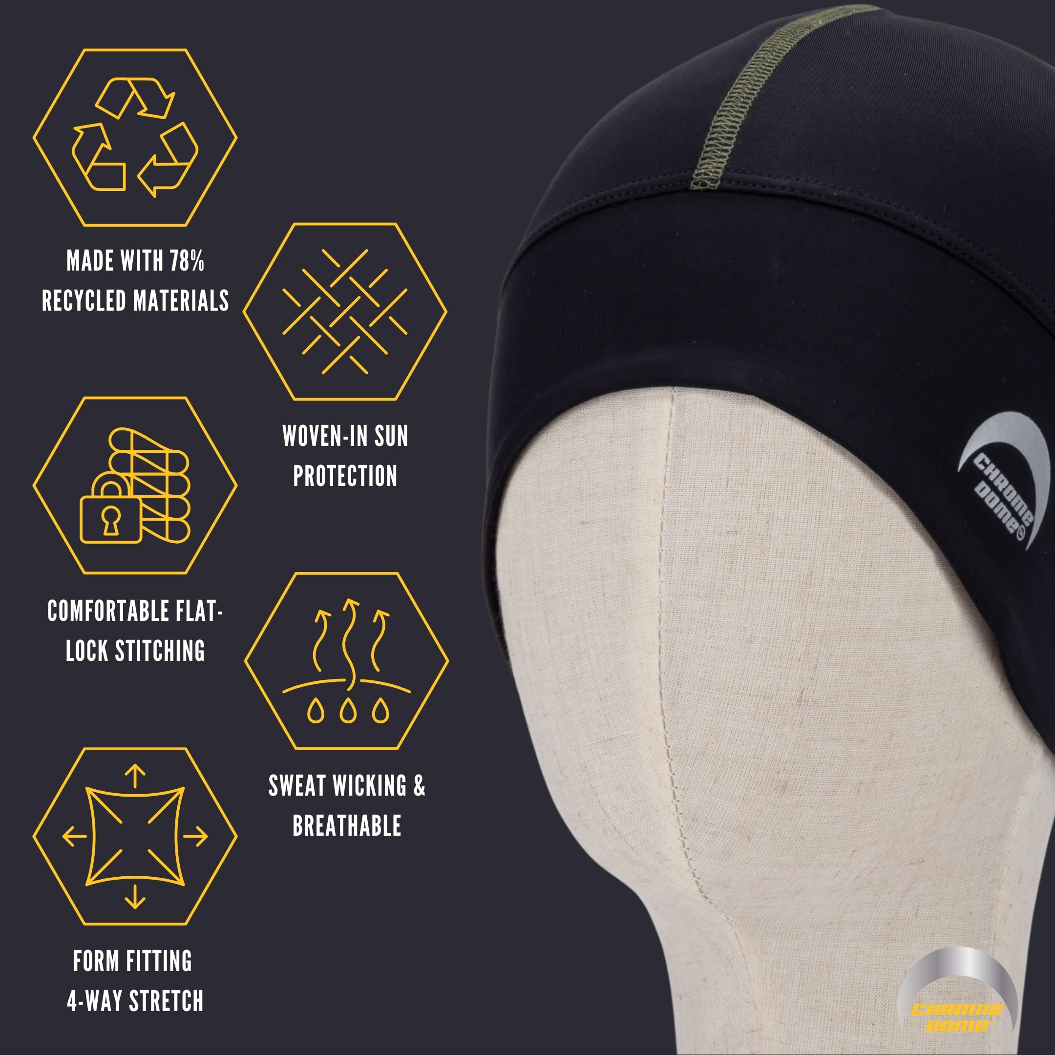 CHROME DOME Gorra y forro de casco UPF50+ - 78% material reciclado