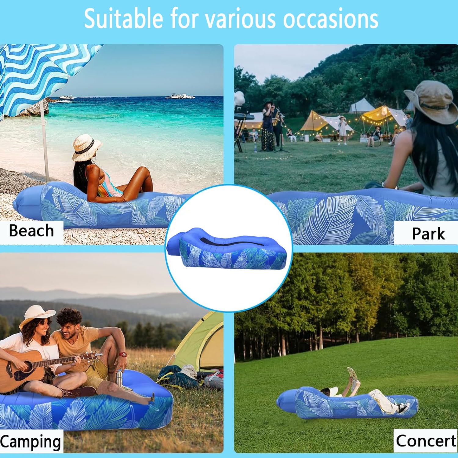 Divano Gonfiabile ad Aria Sdraio Air con Borsa Portatile Custodia Divano Gonfiabile Materasso Lettino Campeggio Sedia da Esterno per Viaggi Spiaggia Mare Piscina Divano Gonfiabile Campeggio