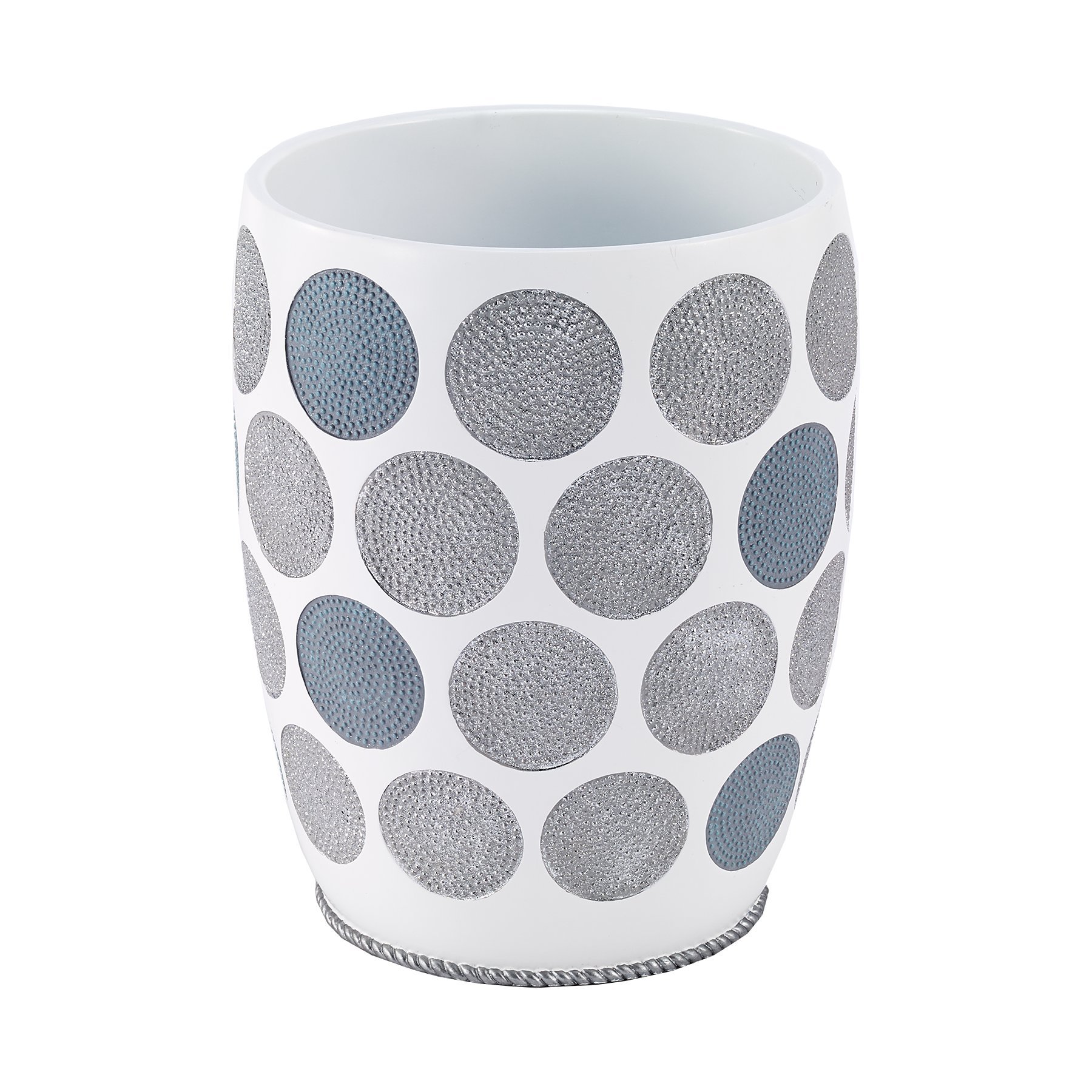 Avanti Linens - Waste Basket, Decorative Trash Can, Metallic Accented Bathroom Accessories (Dotted Circles Collection)