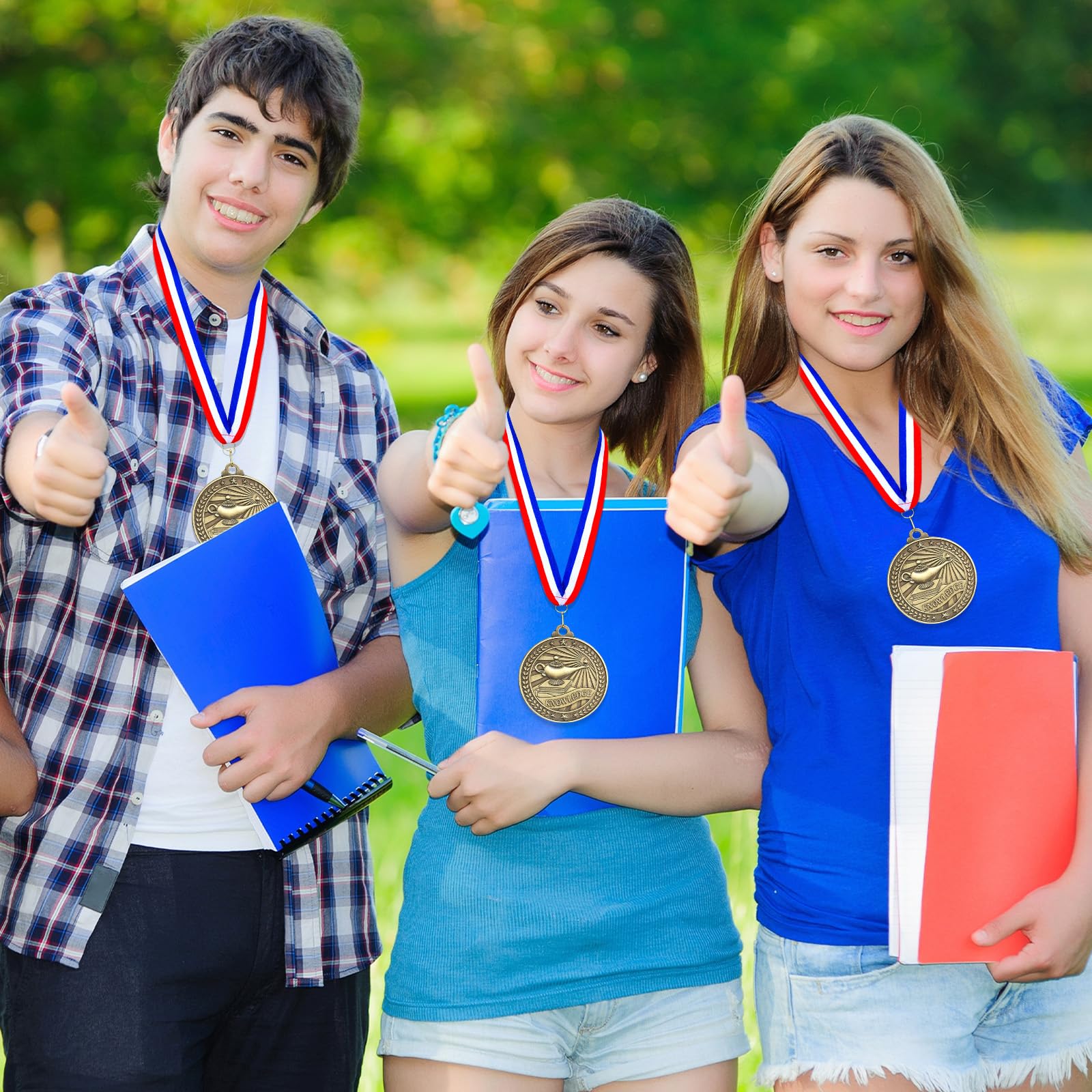 Aurelema 30 medallas de 2 pulgadas con cintas para el cuello, trofeo de metal, regalo para torneos, competiciones, fiestas, niños y adultos