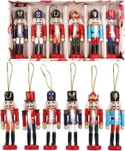 COMBIUBIU Christmas Nutcracker Doll, Christmas Nutcracker Set of 6 Pieces, Traditional Christmas Soldiers Design, Pine Wood Decoration for Home, Christmas Decoration