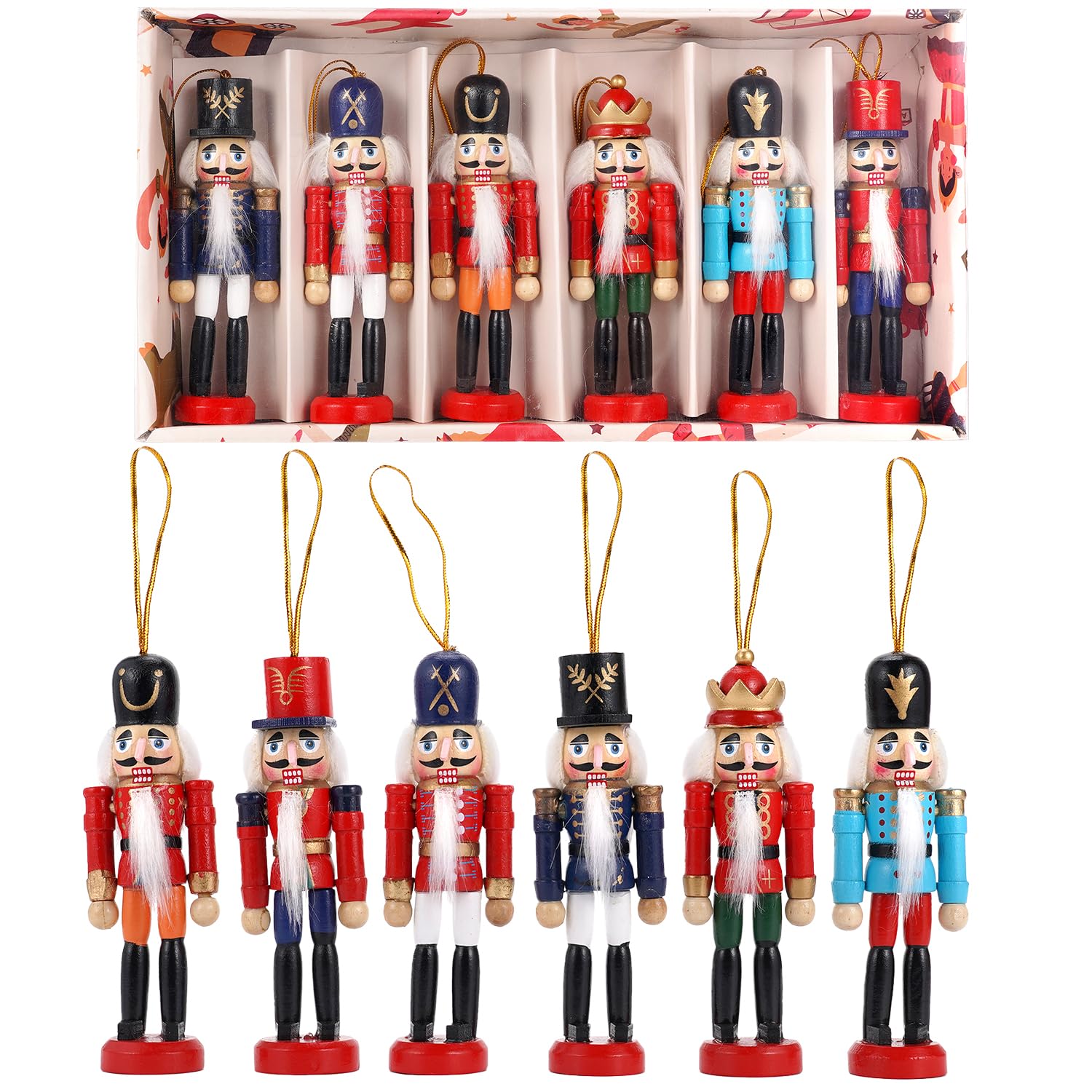 9 Décorations De Noël En Bois Soldat Casse-Noisette - Pendentifs Colorés Pour Sapin Ou Maison | Ambiance Festive - 12