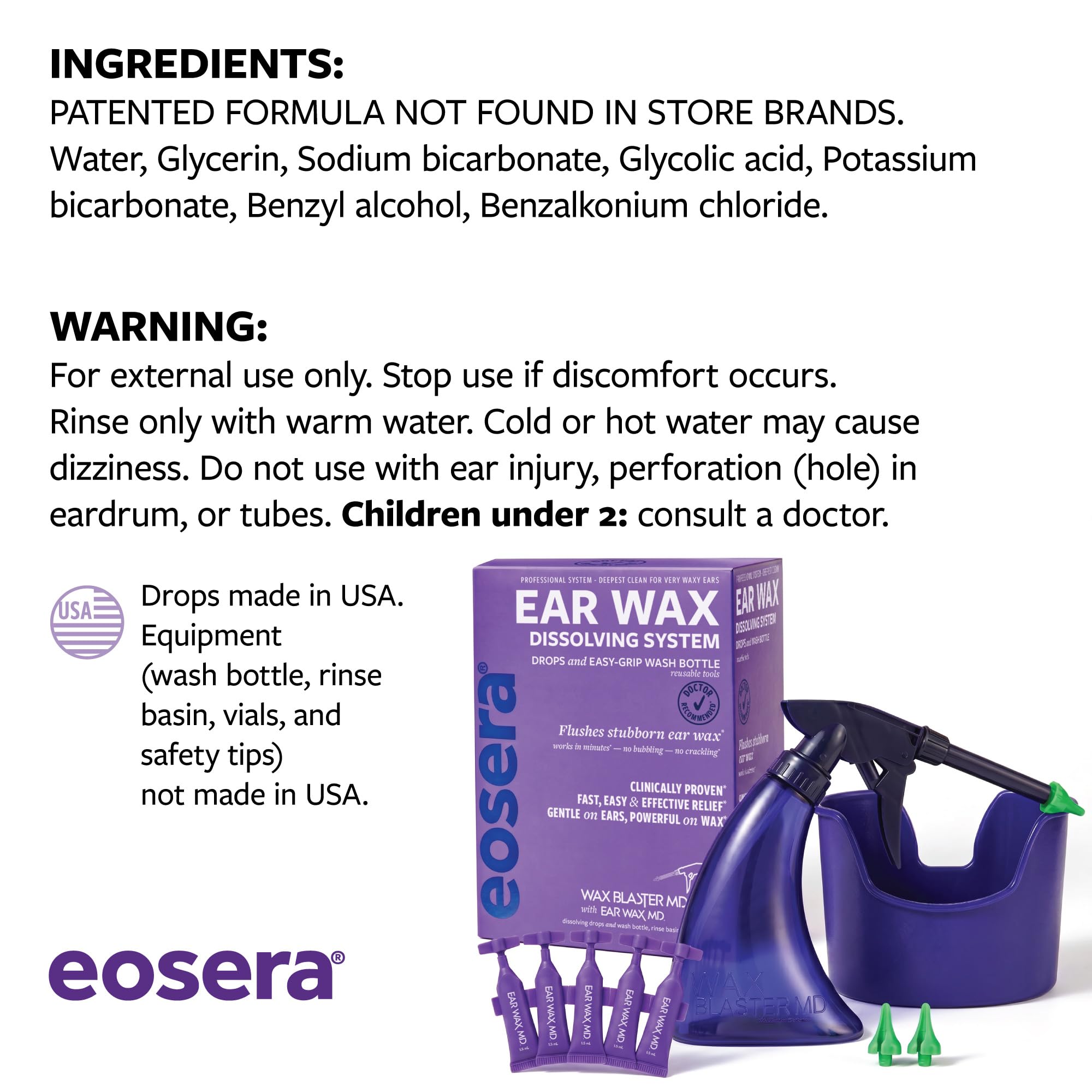 eosera Wax Blaster MD - Ohrenschmalz-Reinigungssystem | Einweg-Fläschchen, 5 Stück, komplettes Ohrenschmalz-Bewässerungsset für hartnäckige und routinemäßige Reinigung