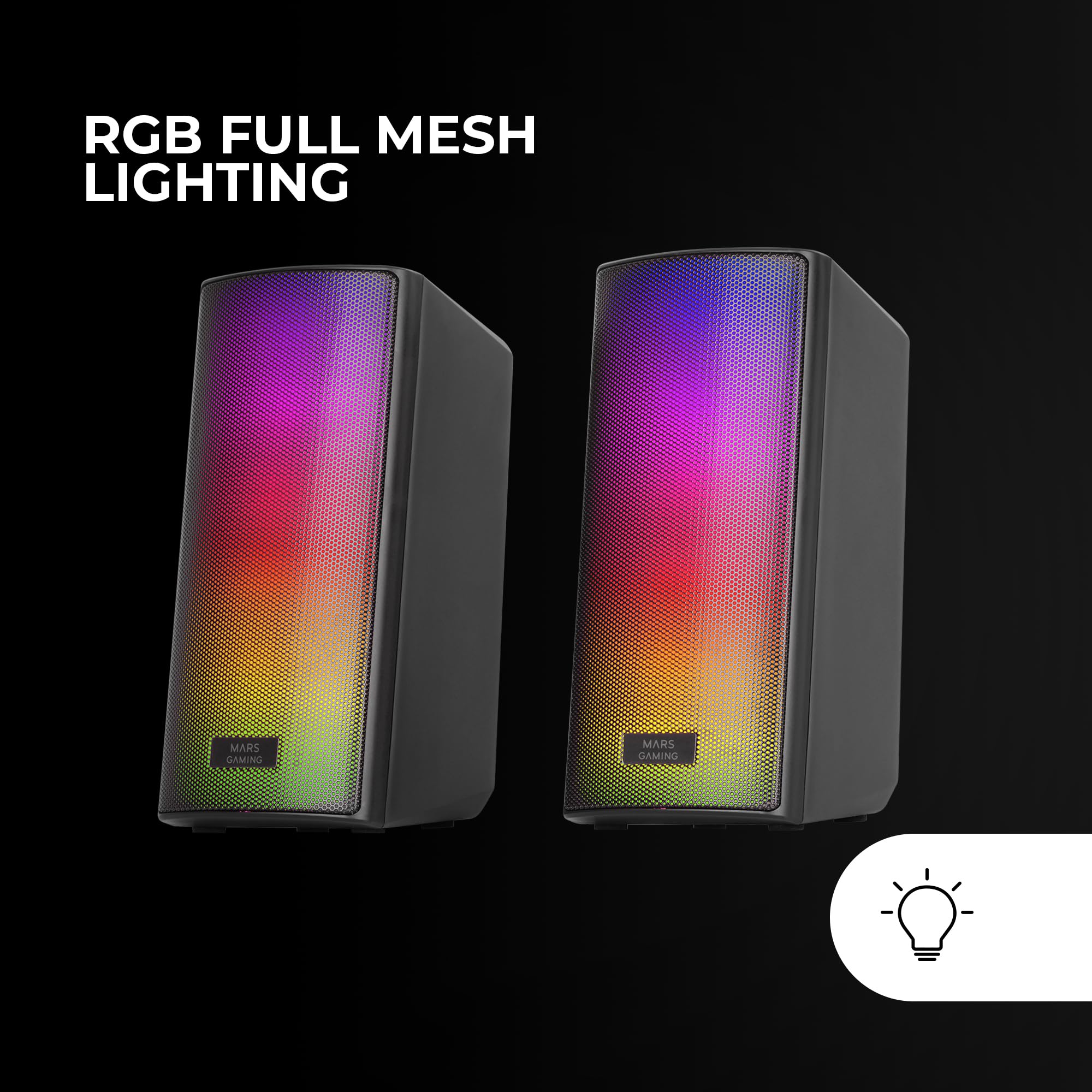 Haut-parleurs Gaming MARSGAMING MS72 - 15W, RGB Flow, Connexion USB Et Jack 3.5mm