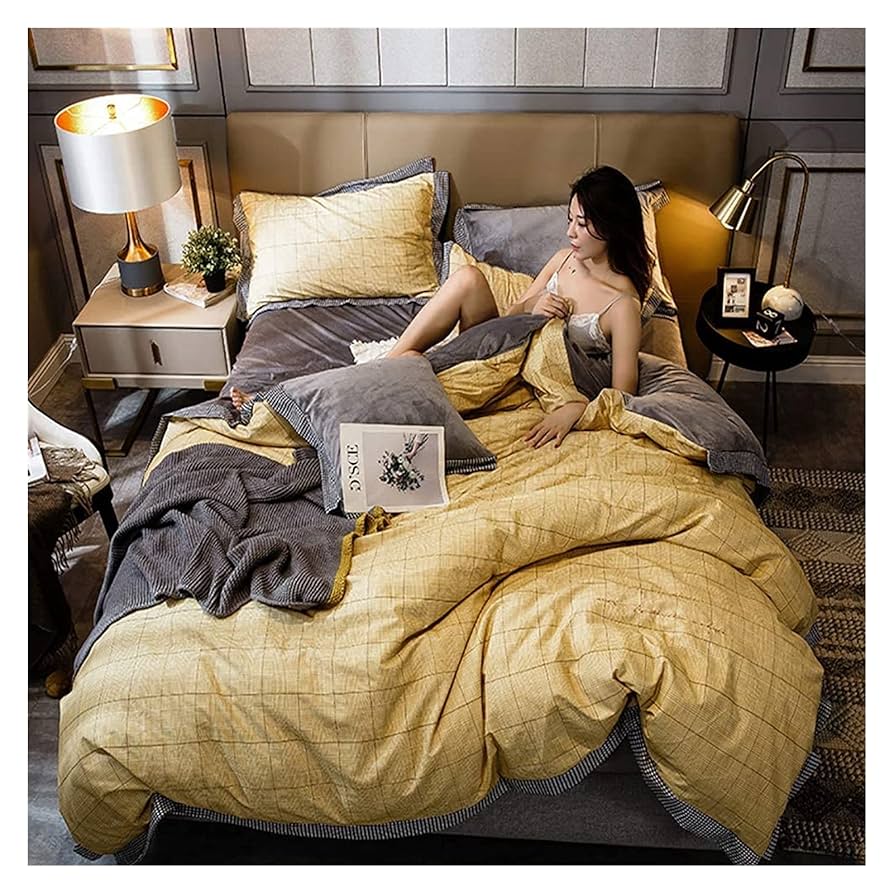 ダブルベッド ／ 布団カバーセット 楽天市場】布団カバー セット 4点セットチェック柄 セミダブル ダブル