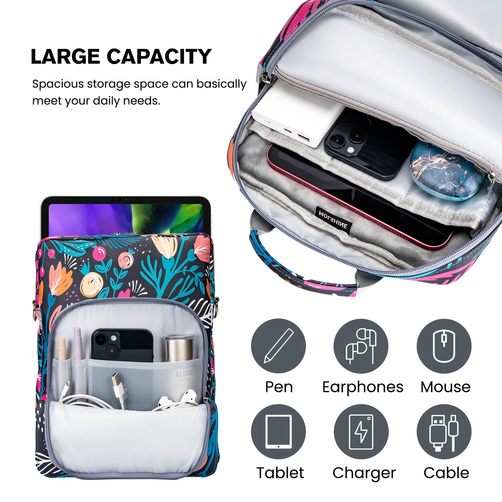 MOLSHINE Funda para tablet de 9 a 11 pulgadas, con asa y correa para el hombro, compatible con iPad Pro de 11 pulgadas, iPad Air 5/4 10, Samsung Galaxy Tab, apto para Magic Keyboard