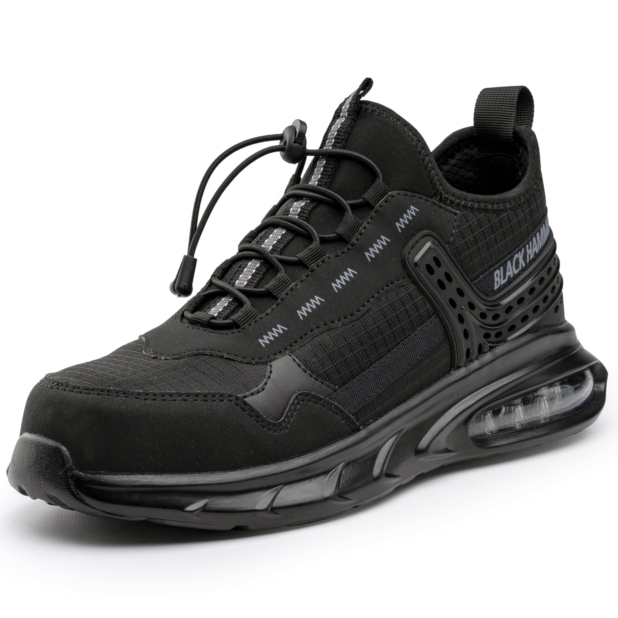 BLACK HAMMER Scarpe da Ginnastica di Sicurezza Leggere Uomo - Comfort con Cuscinetti d'Aria, Scarpe da Lavoro Antiscivolo, Calzature utilitarie Senza Metallo 4499