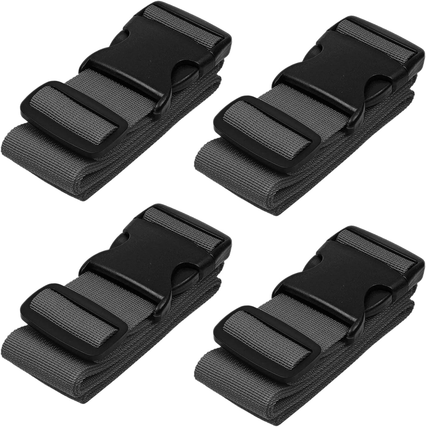 BlueCosto Luggage Straps for Suitcases Travel Belt Suitcase Strap, 4Pack, Gray