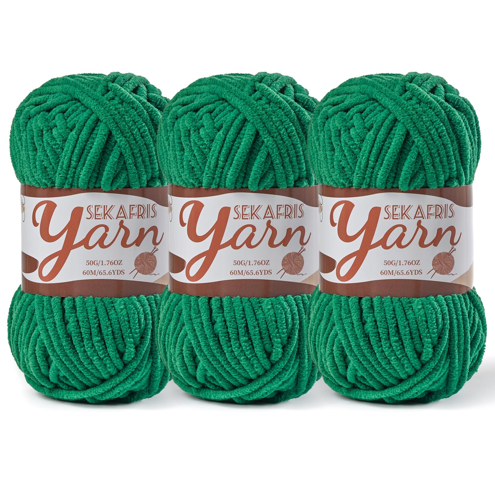 Chenille Yarn for Crocheting Crochet Greener Yarn 3 Pack