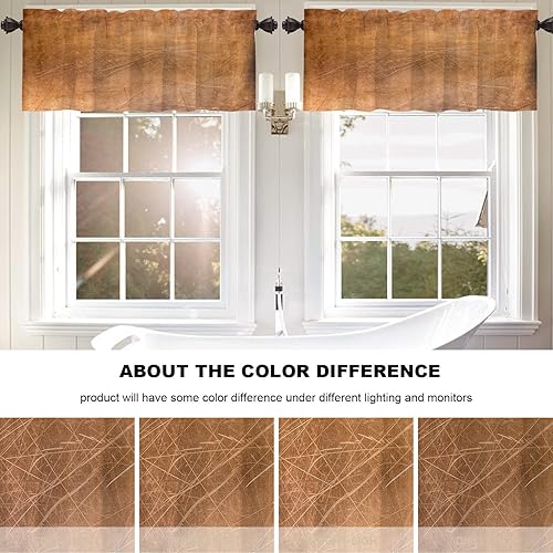 Miniatura 893 de Cenefas de cocina modernas con patrón de cobre marrón dorado para ventanas, cenefas opacas abstractas de marcas de arañazos y cortinas opacas