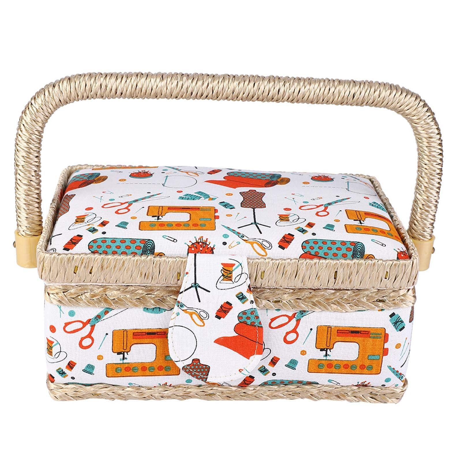 Organizer per cestini da cucito, scatole da cucito con scomparti rimovibili per accessori da cucito, 25 x 16 x 10,4 cm