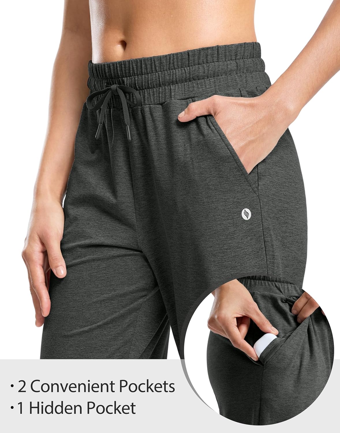 SANTINY Women's Soft Sweatpants Lightweight Yoga Lounge Casual Pants Stretch Open Bottom Sweat Pants for Women with Pockets - Image 4