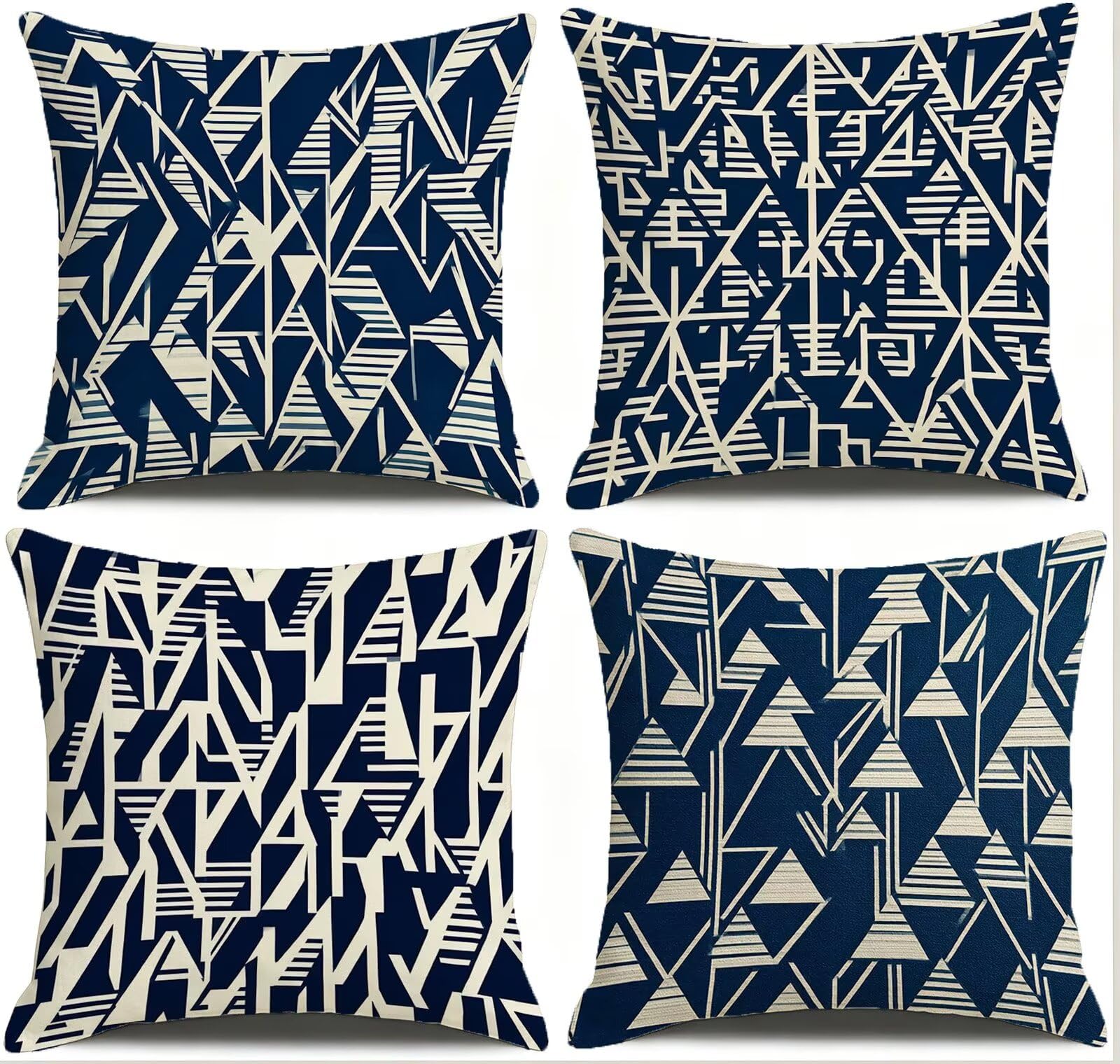 Blu Federe Cuscini Divano 80x80cm, Cuscini da Esterno Set de 4, Cod-408